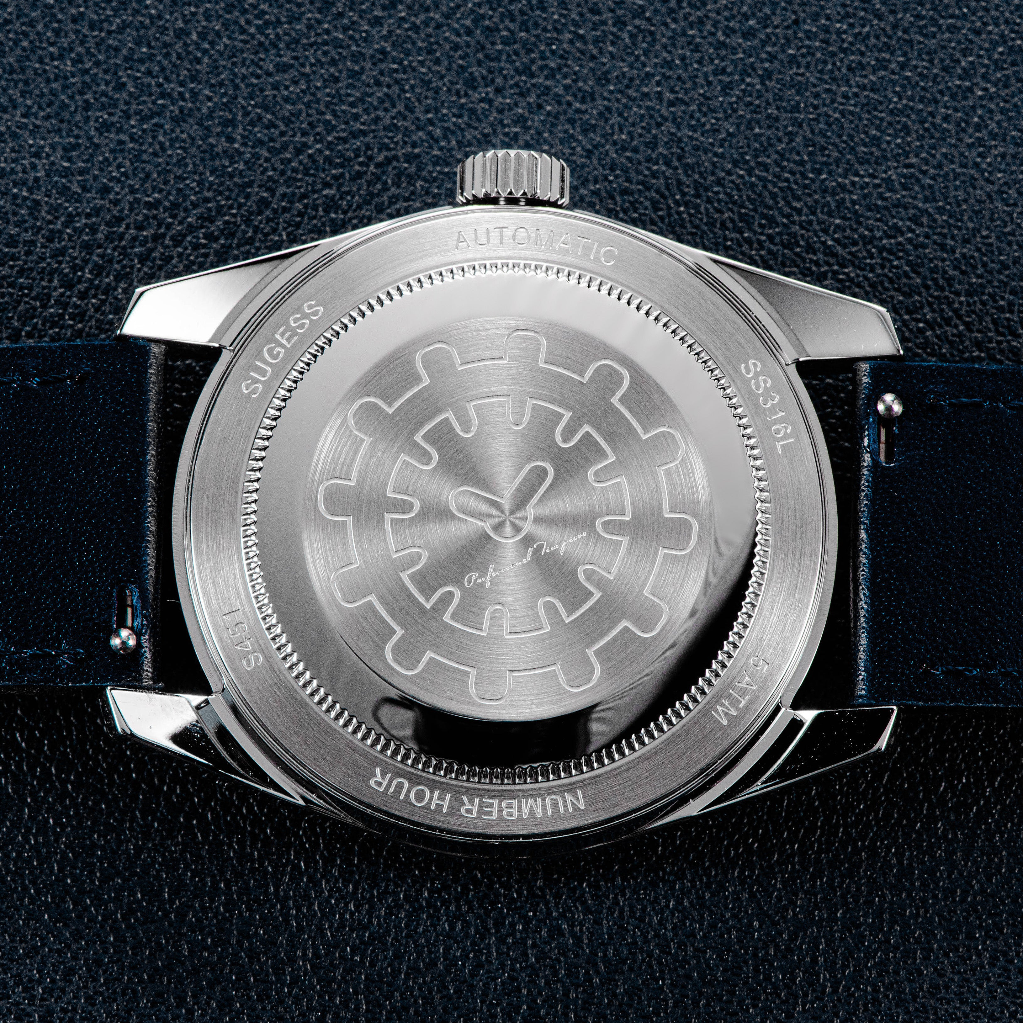 Automatic S451-2 Blue Sandstone Dial Jumping Hour One Pointer Stainles