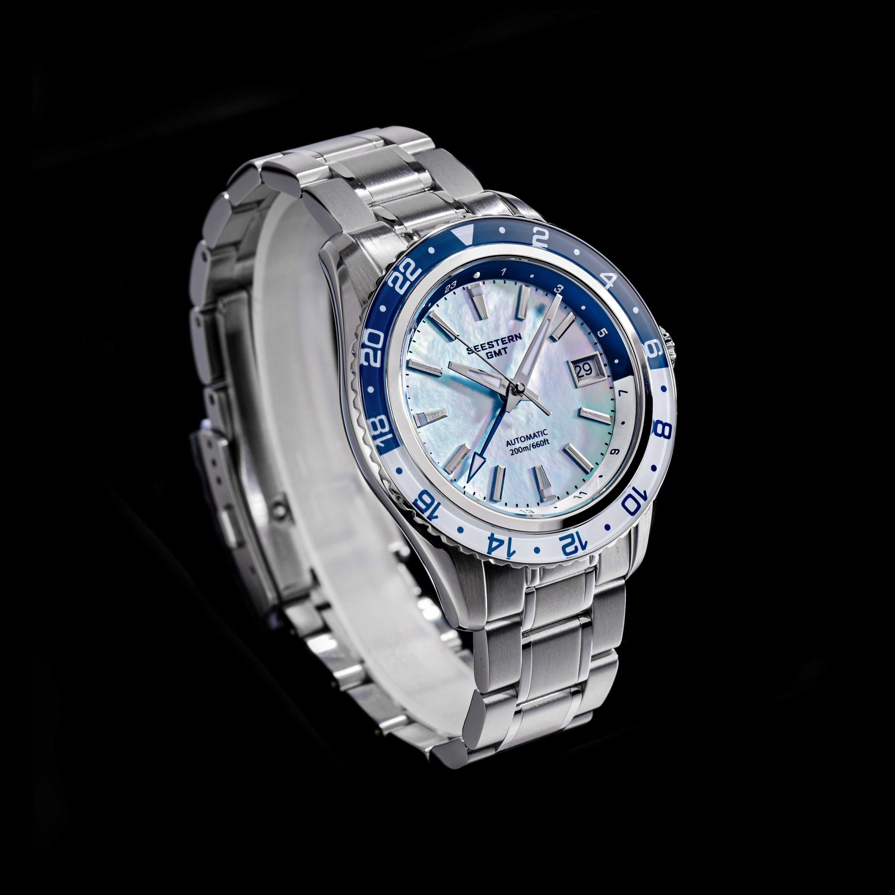 Seestern S456 GMT Automatic Light Blue Pearl Dial Automatic