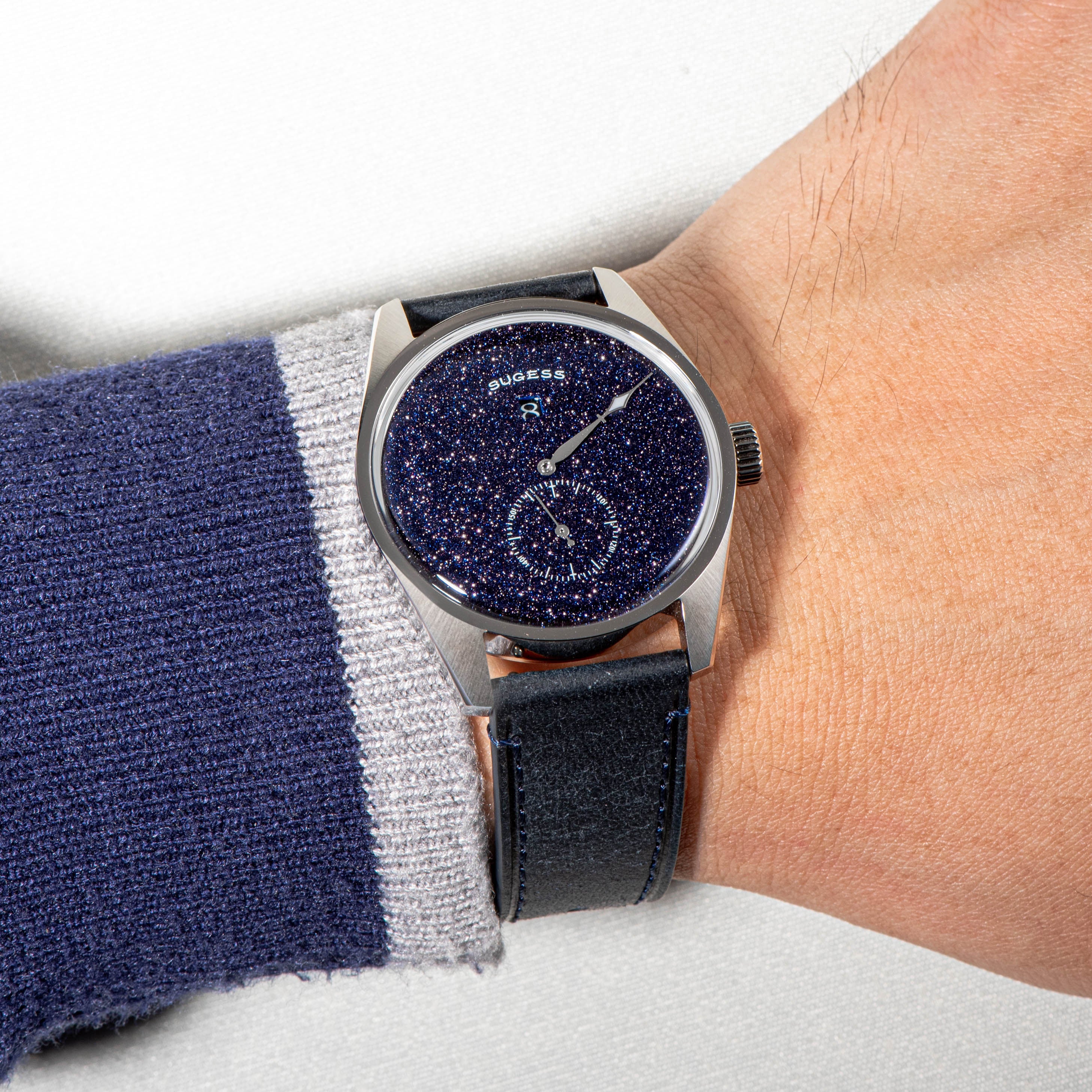 Automatic S451-2 Blue Sandstone Dial Jumping Hour One Pointer Stainles