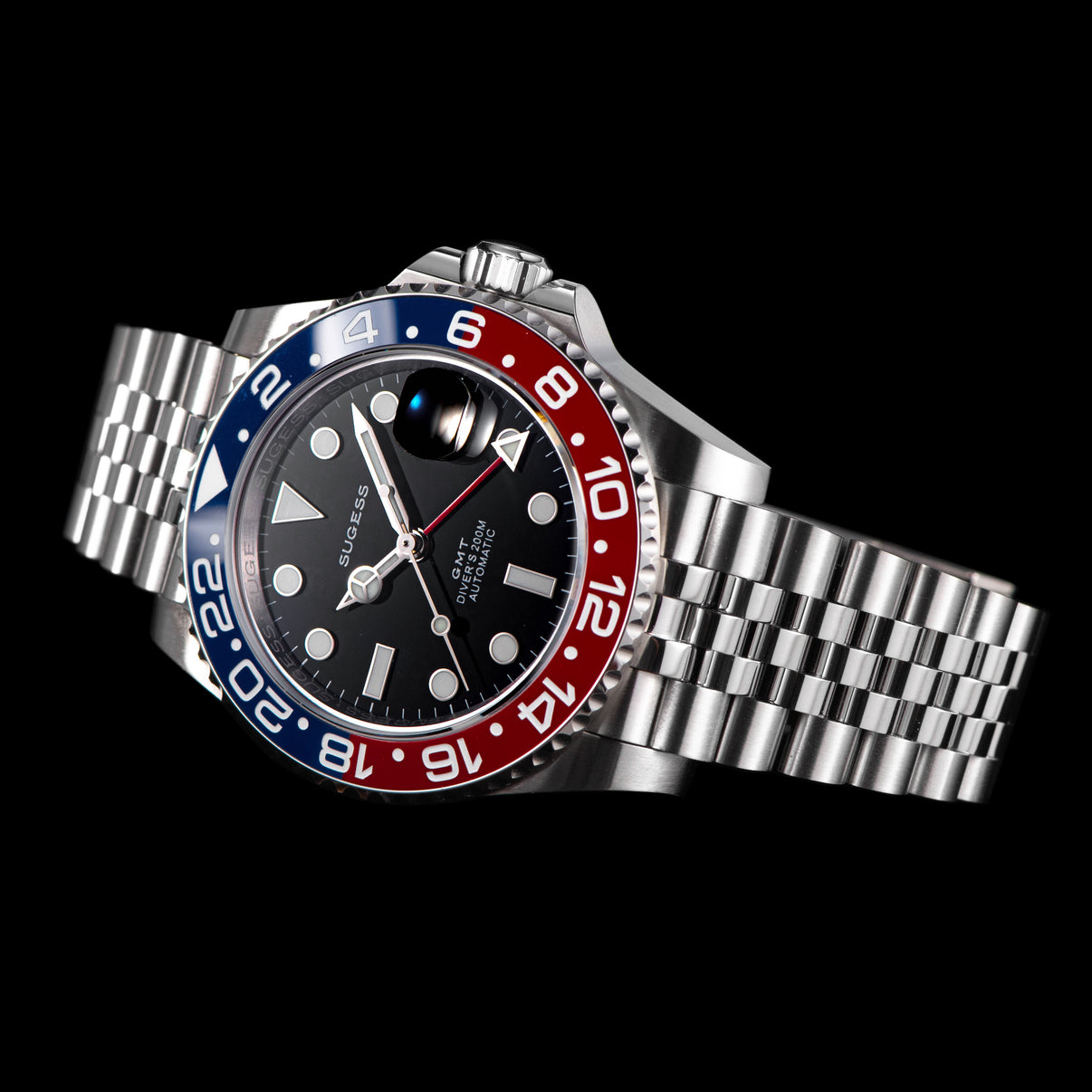 Sugess GMT Diver's Stainless Steel Ceramic Bezel High Beat 28,800 Bph ...