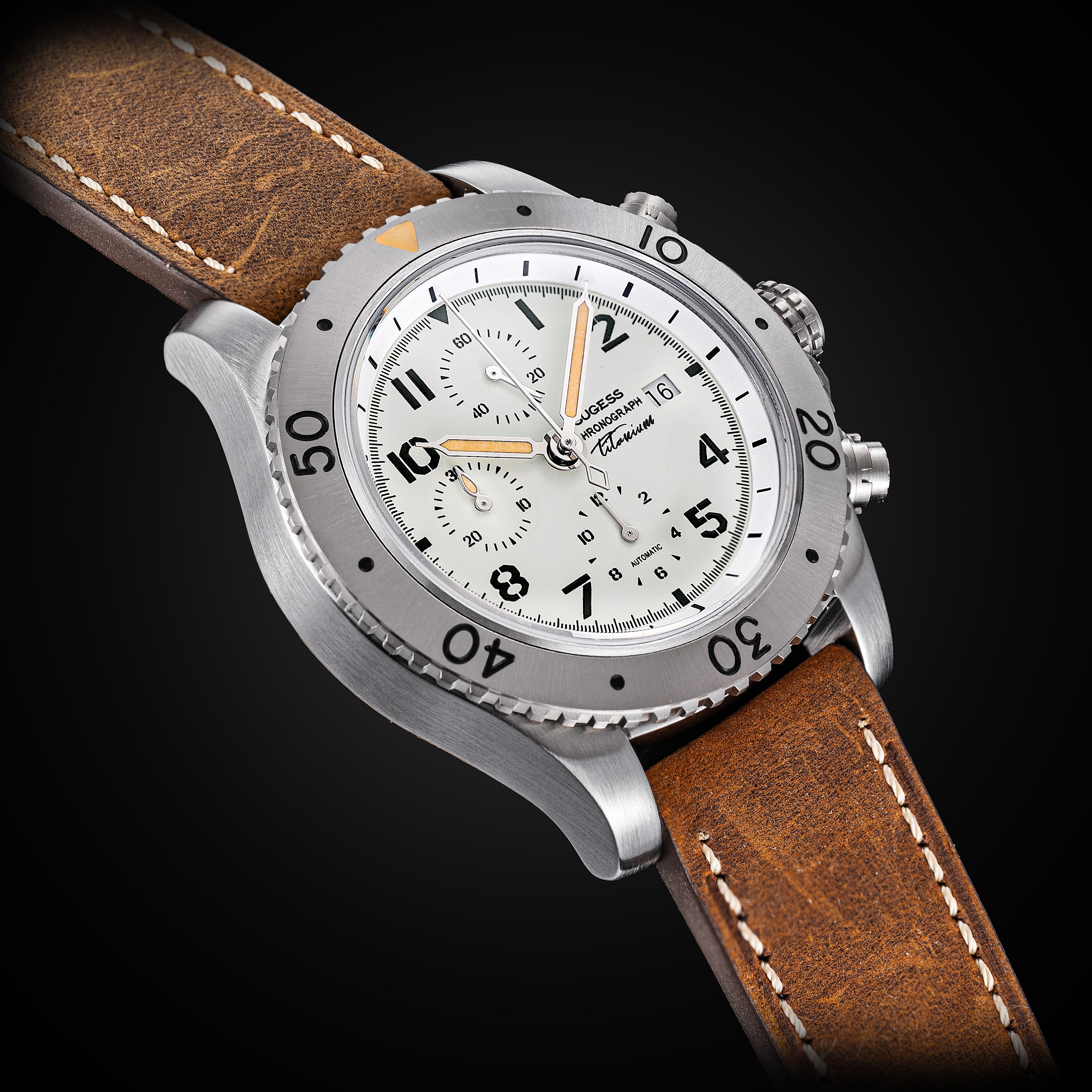 Sugess S464 Titanium Chronograph White Dial