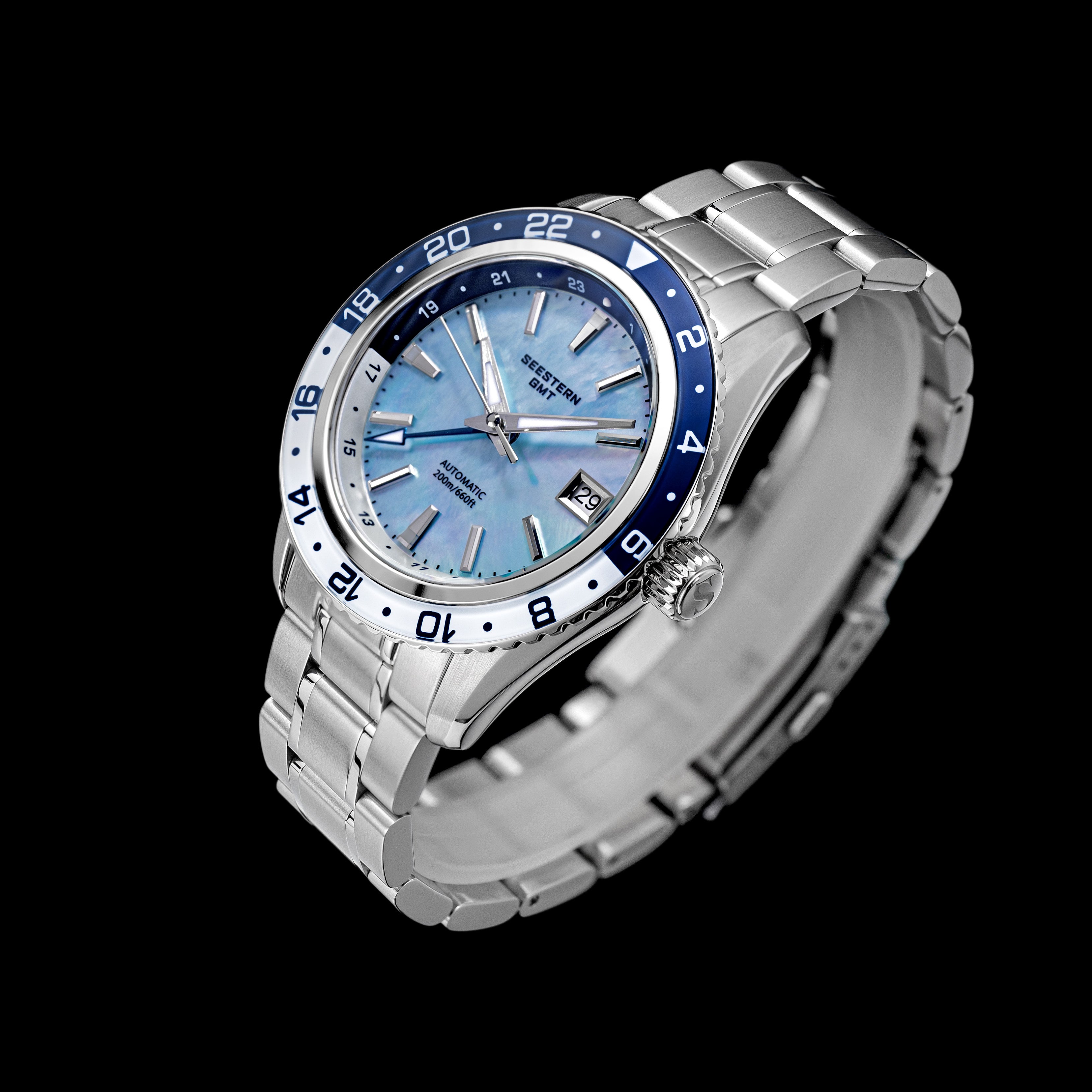 Seestern S456 GMT Automatic Light Blue Pearl Dial Automatic