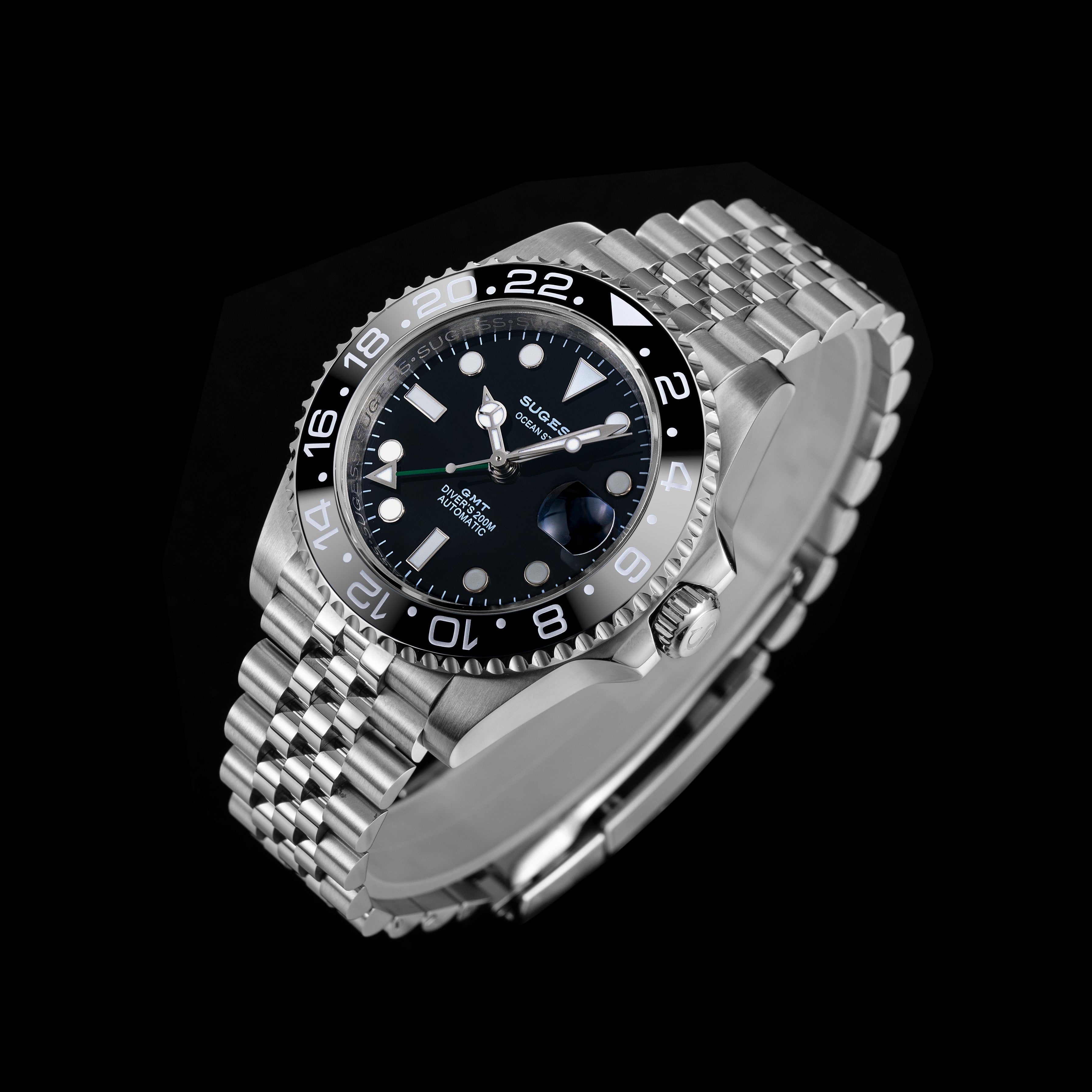 Sugess GMT Diver's Stainless Steel Ceramic Bezel High Beat 28,800