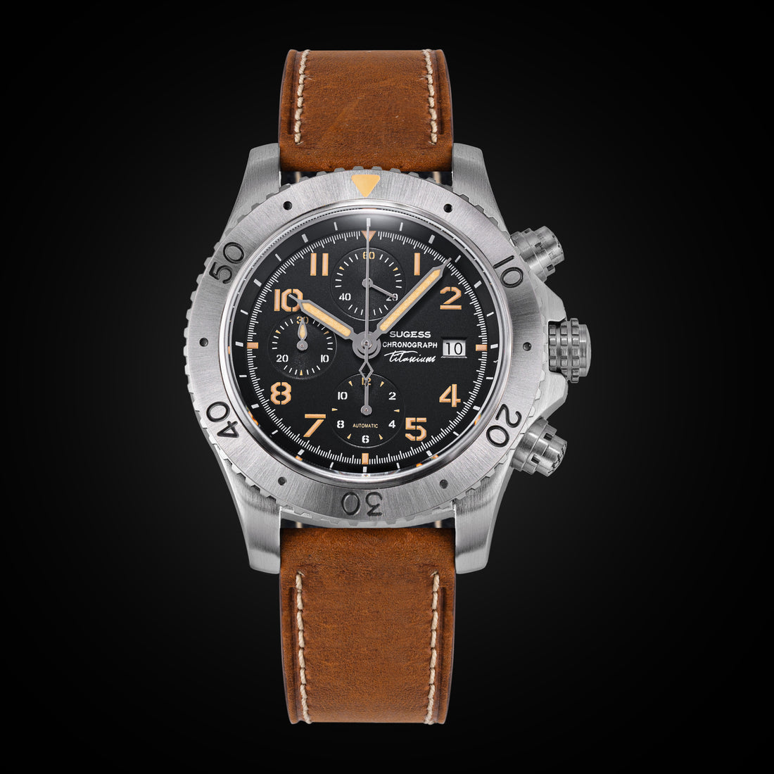 Sugess S464 Titanium Chronograph Black Dial