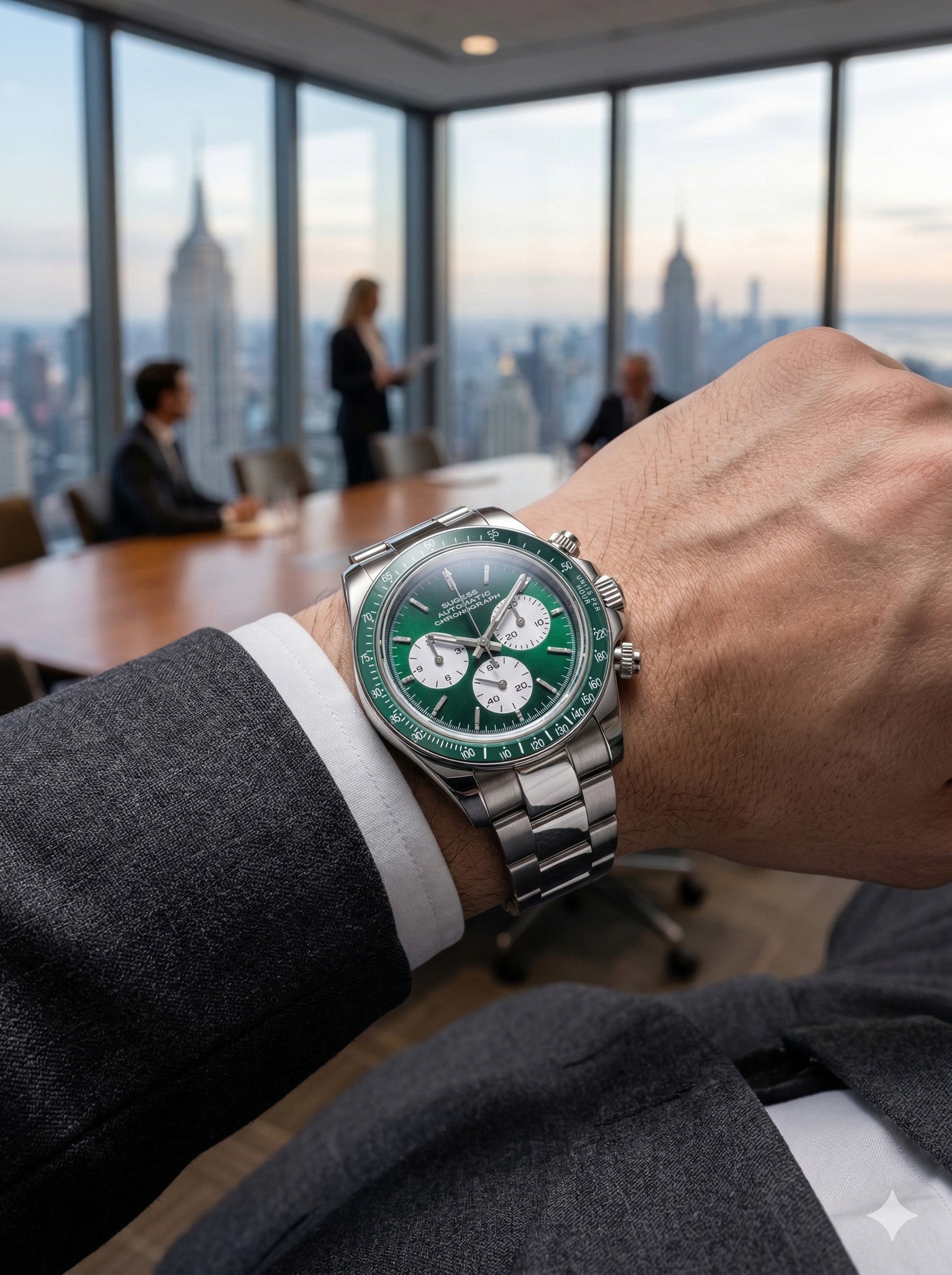 Seestern S473 Automatic Chronograph Sapphire Bezel Green Dial