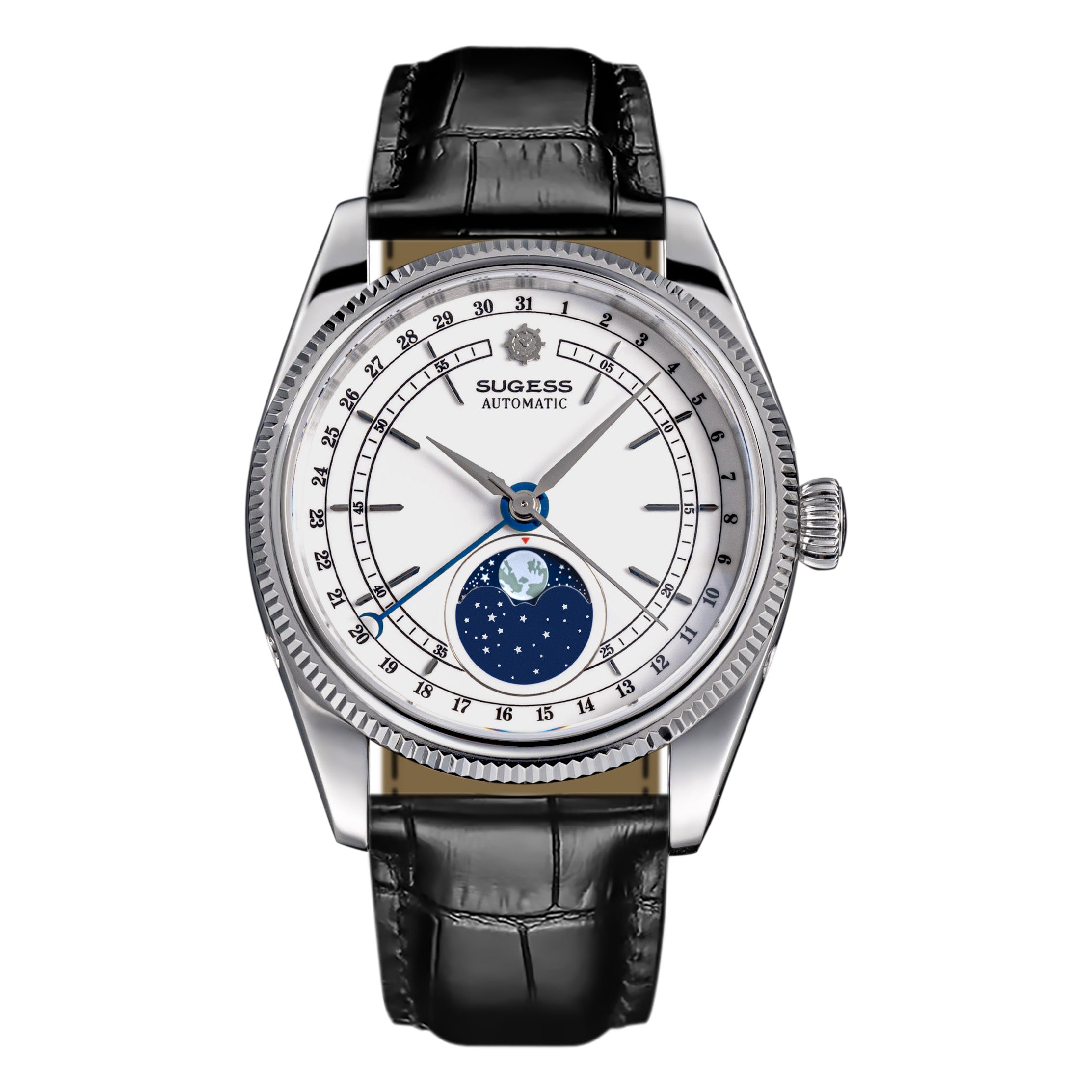 月光姫（ムーンマスター）S29 MoonPhase Master S452 Stainless-Steel White Dial Black Strap