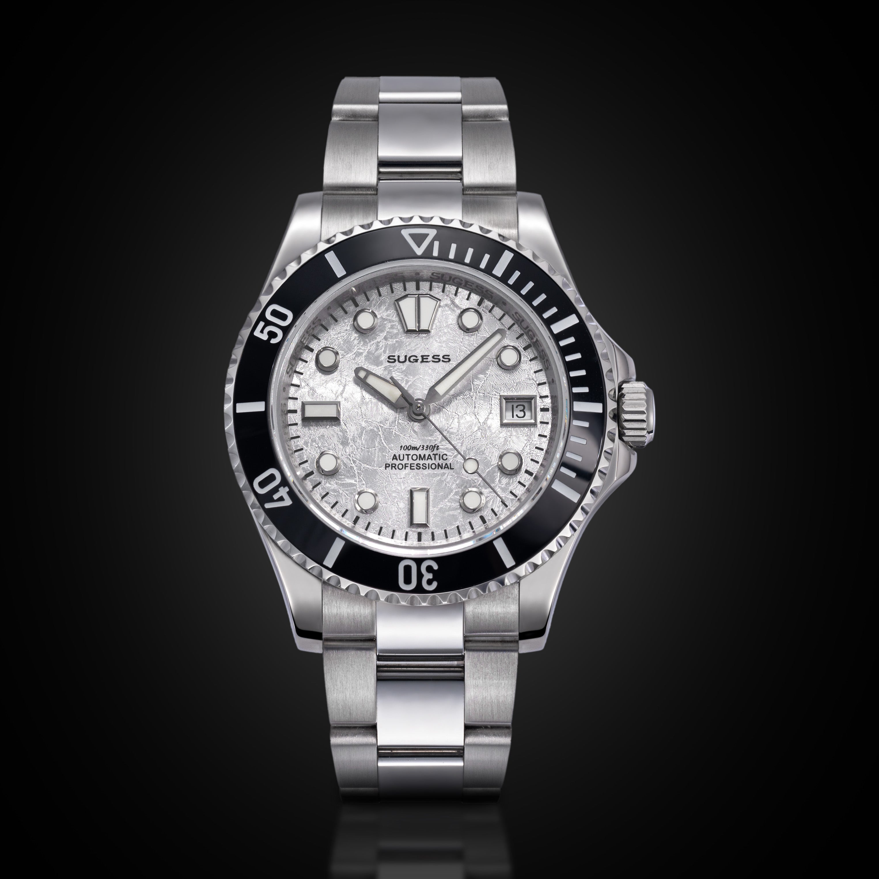 Sugess S476 White Glacier Crackle Dial Automatic