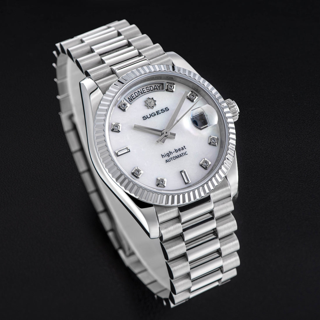 Heritage S449 DD Date and Day Display DD36 36mm Stainless Steel White Pearl Dial Automatic