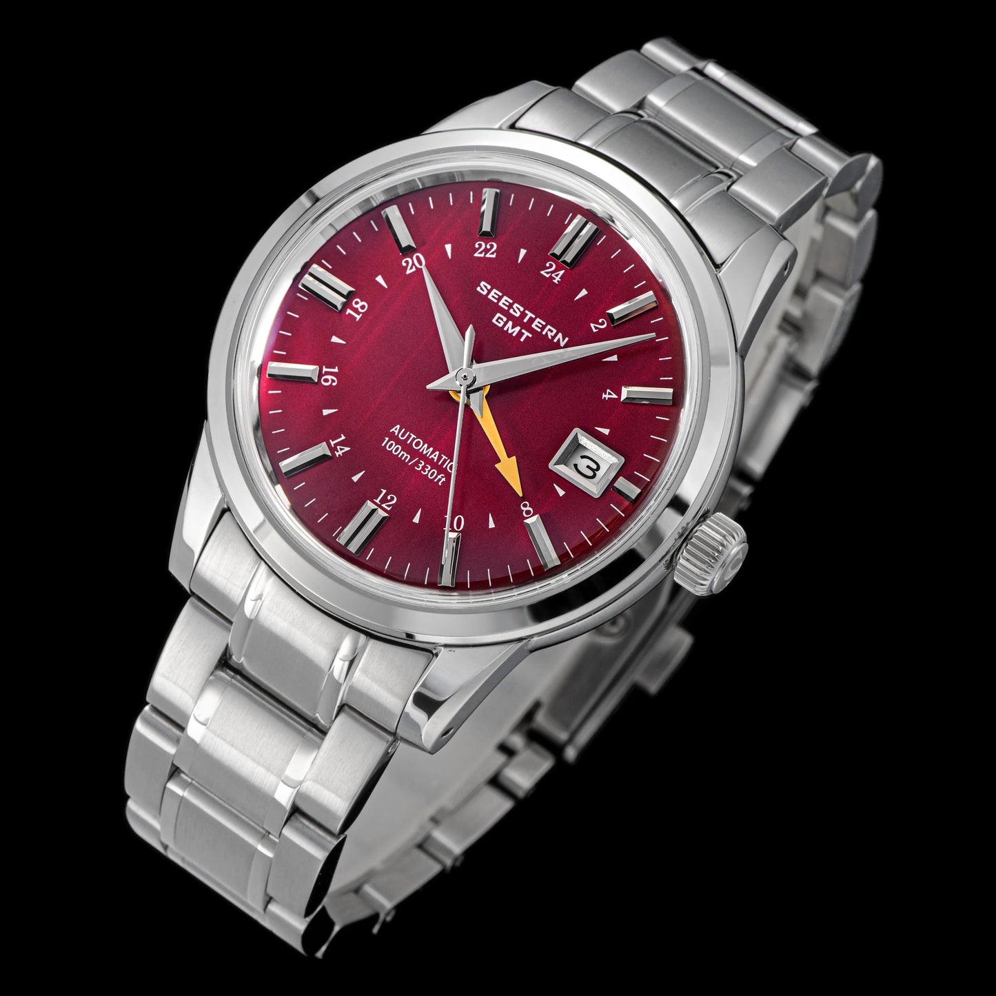 Seestern S446 GMT Watch Red Dial (Seiko NH34 GMT movement)