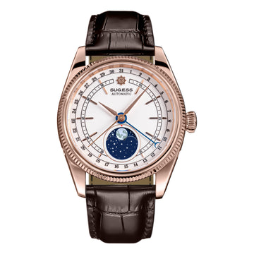 MoonPhase Master S452 Rose Gold White Dial Brown Strap