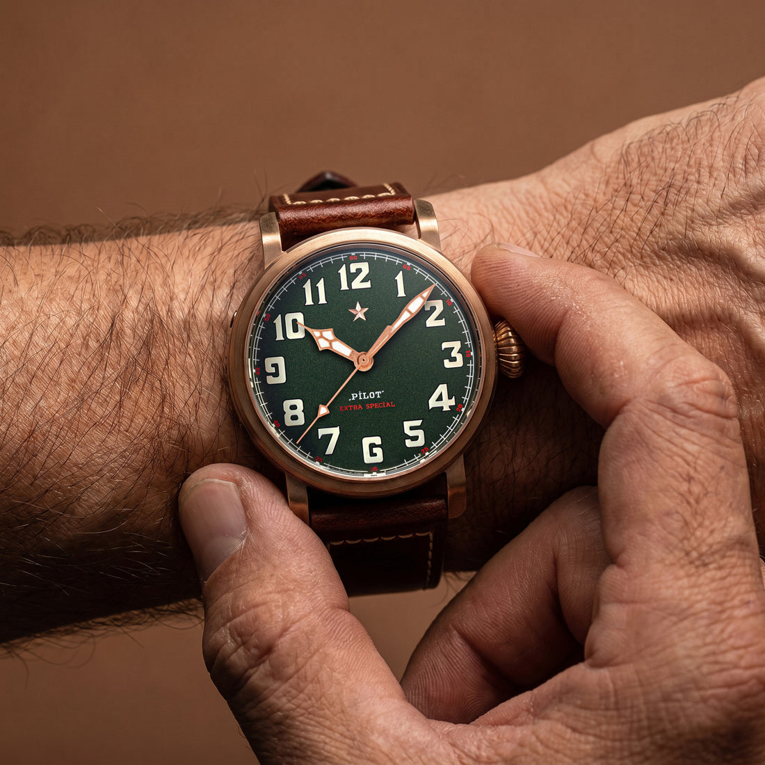 Pilot Master S408 Green Dial ST2130 Automatic Movement CUSN8 BRONZE