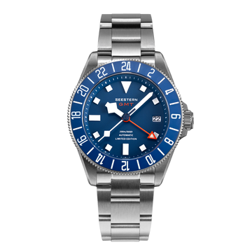 Seestern S462 Titanium Professional GMT Diver Black Dial Blue Bezel Limited Edition