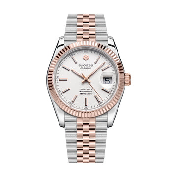 Automatic Classic S447 White Dial Rose Gold Two Tone Fluted Bezel Jubilee Bracelet ST2130