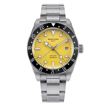 Seestern S478 GMT Black Ceramic Bezel Yellow Dial