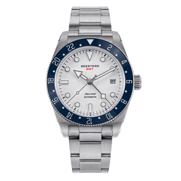 Seestern S478 GMT Blue Ceramic Bezel White Dial
