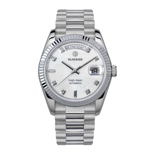 Heritage S449 DD Date and Day Display DD36 36mm Stainless Steel White Pearl Dial Automatic