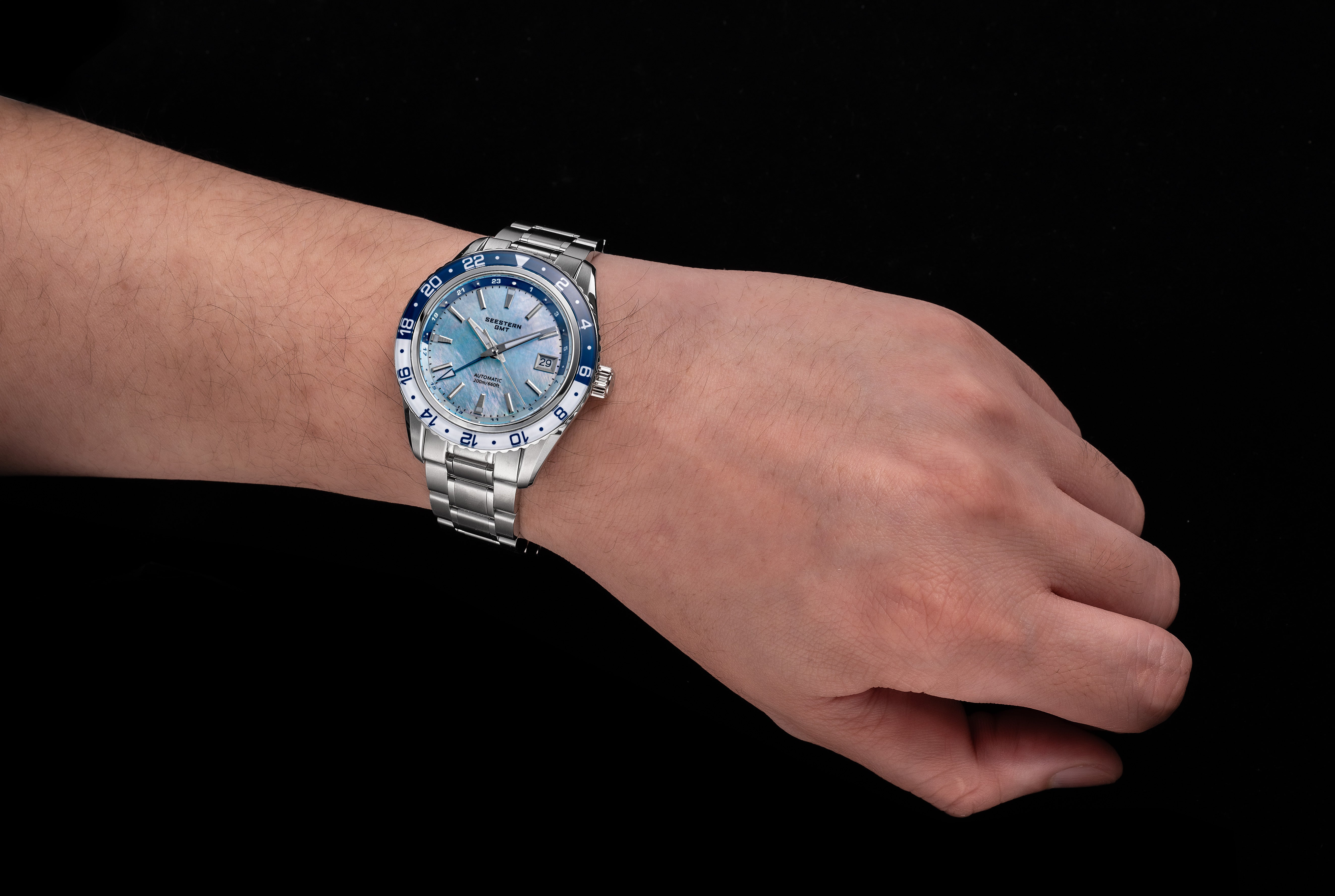 Seestern S456 GMT Automatic Light Blue Pearl Dial Automatic