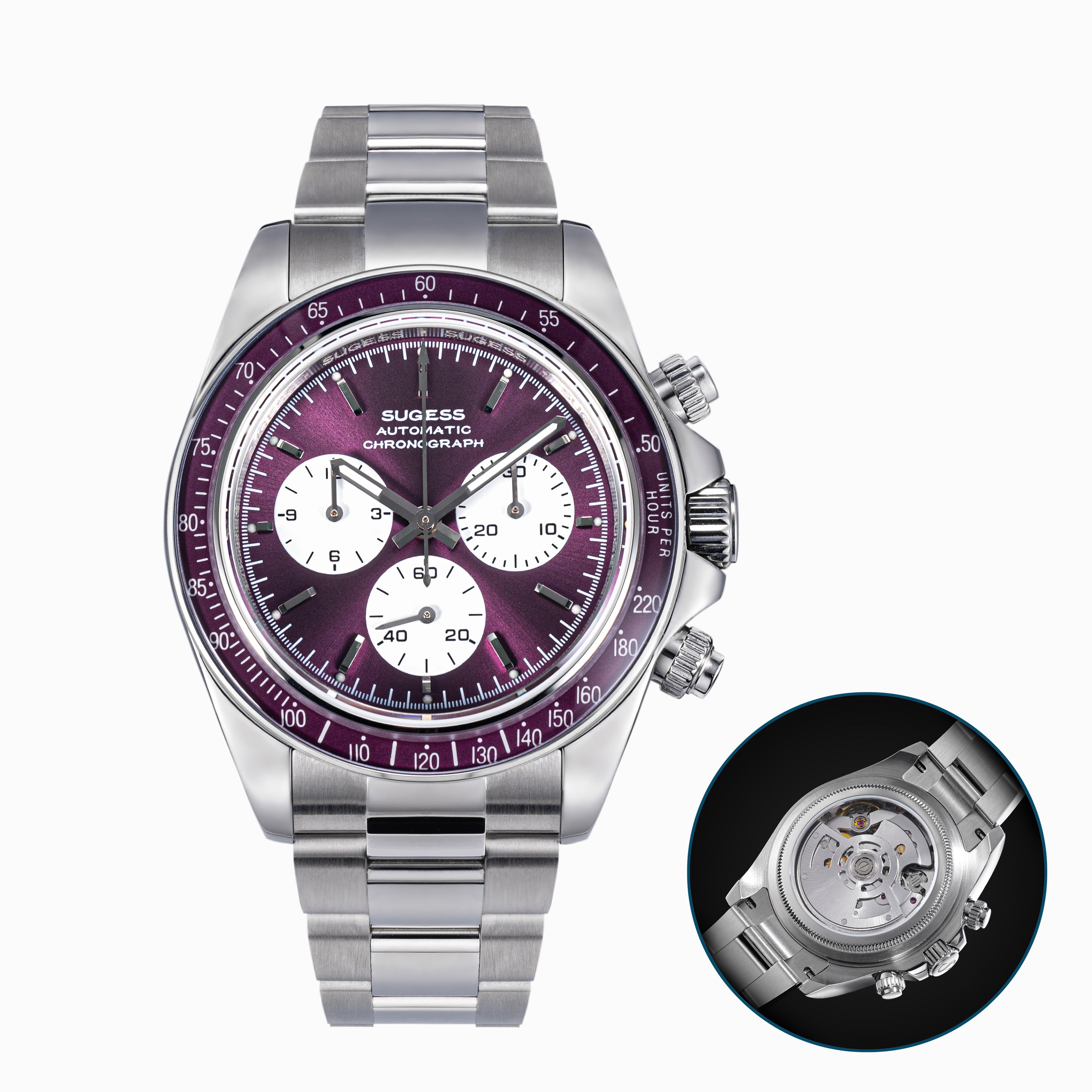 Seestern S473 Automatic Chronograph Sapphire Bezel Purple Dial