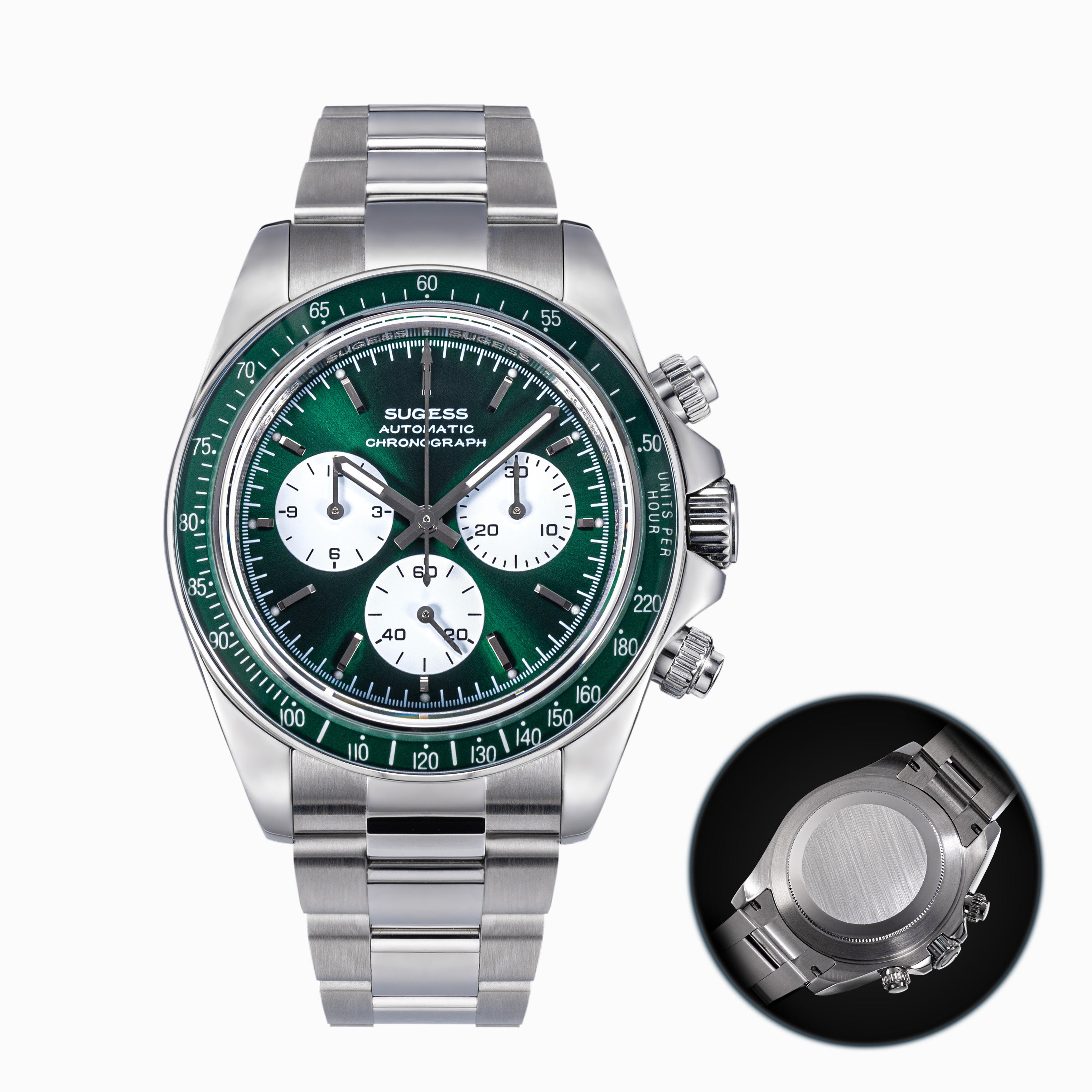 Sugess S473 Automatic Chronograph Sapphire Bezel Green Dial