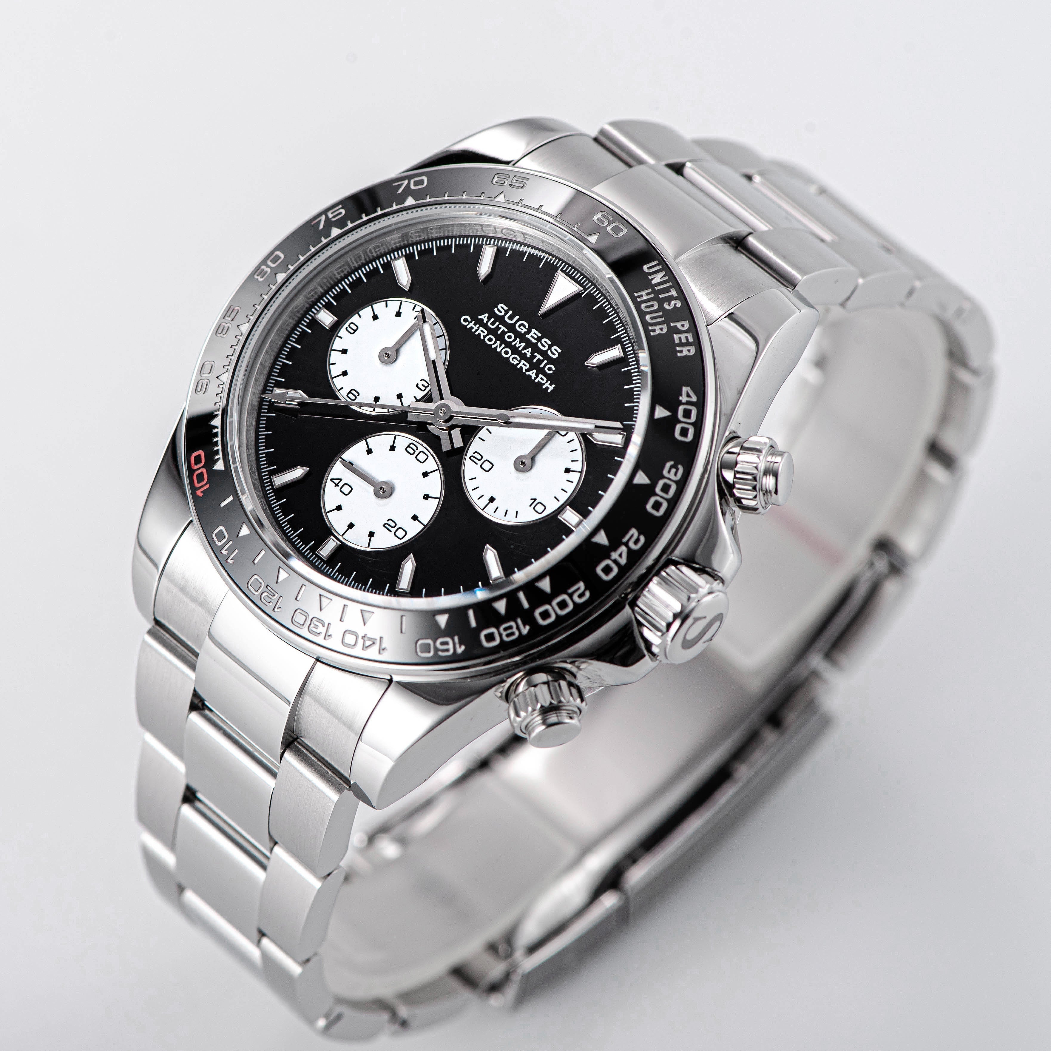 Automatic Chronograph S418-2.004 Black Dial Stainless Steel Bezel Prof