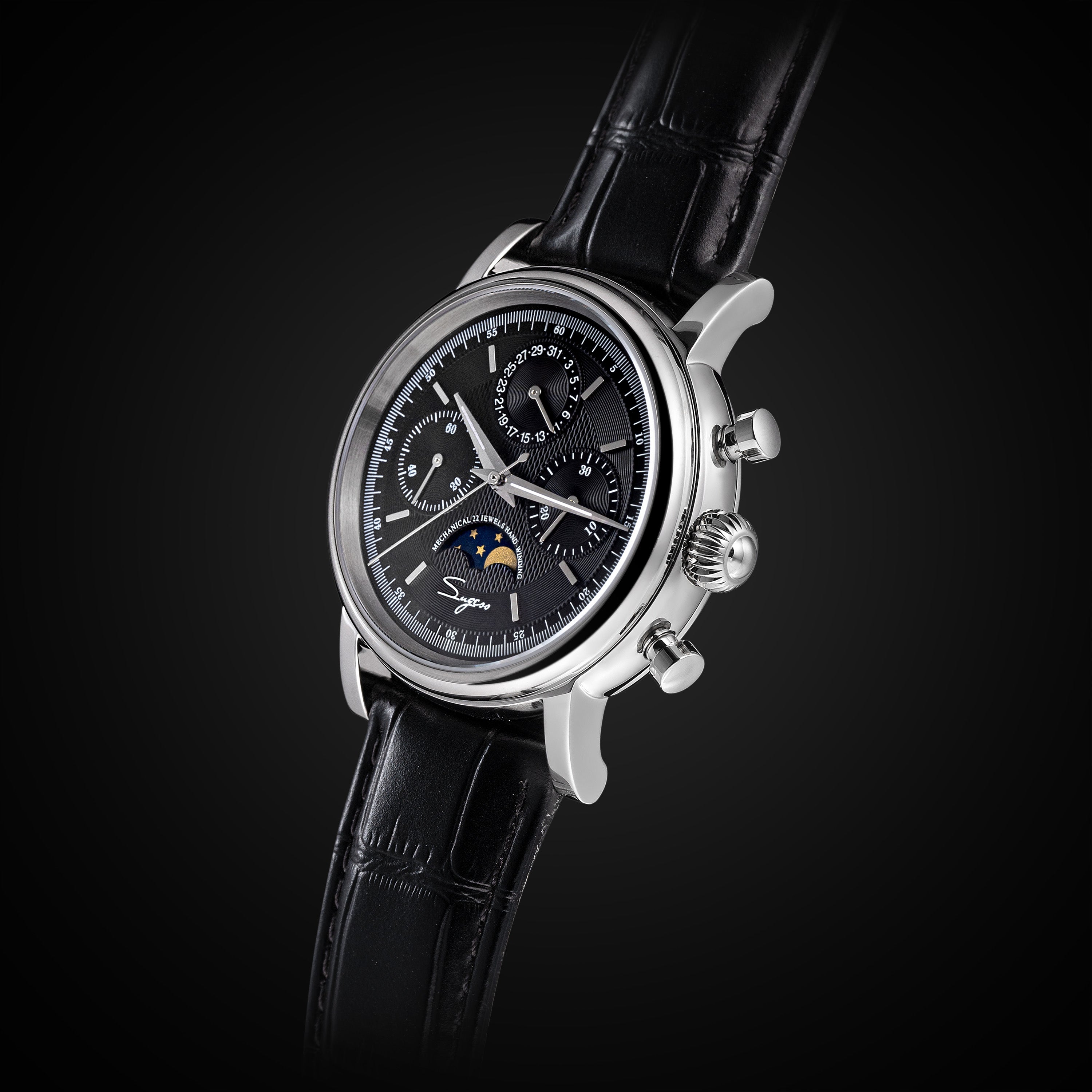 MoonPhase Master S394 (SU1908SZ) Stainless-Steel Case Black Dial