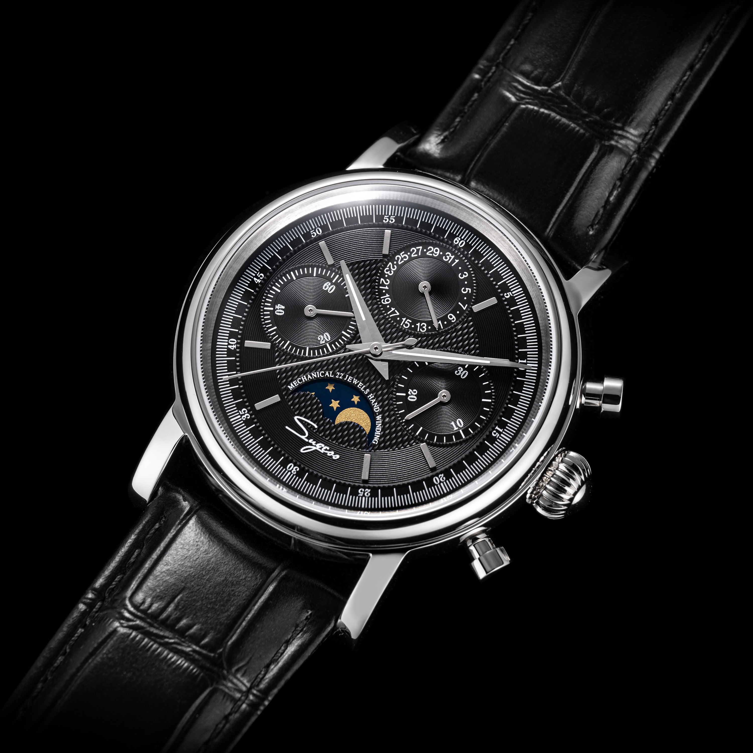 エリート ムーンフェイズ - 36mmのスチールとダイヤモンドの