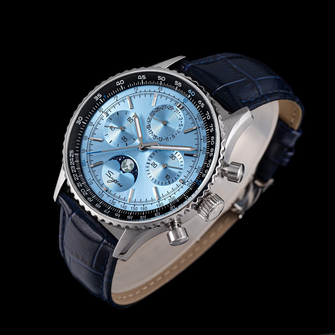 MoonPhase Chrono Master S468 Stainless Steel Case Light Blue Dial