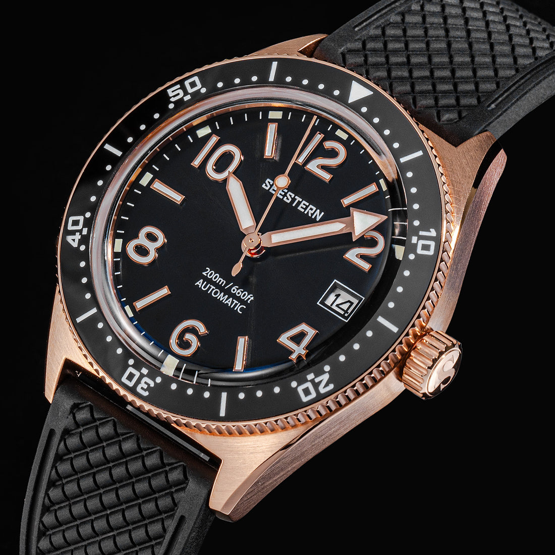 Seestern S434-2 Rose Gold Professional Diver Automatic 200m Water Resistant