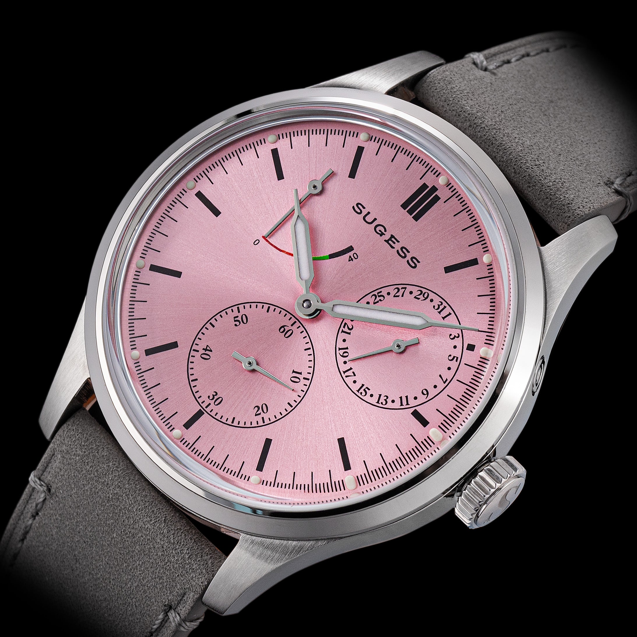 Sugess S458 Pink Dial Stainless-Steel Automatic
