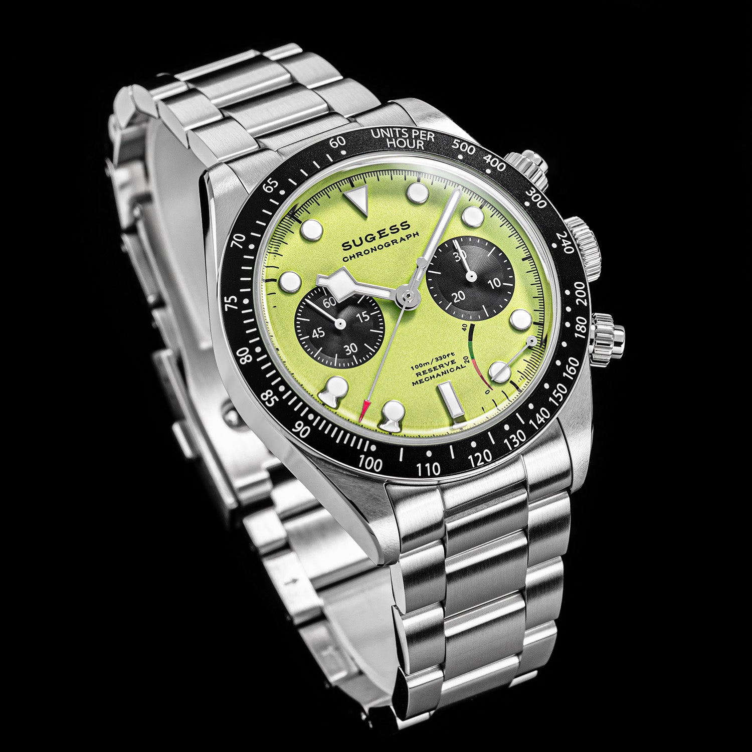 Chrono Heritage S457 Chronograph Power Reserve Green Panda Dial