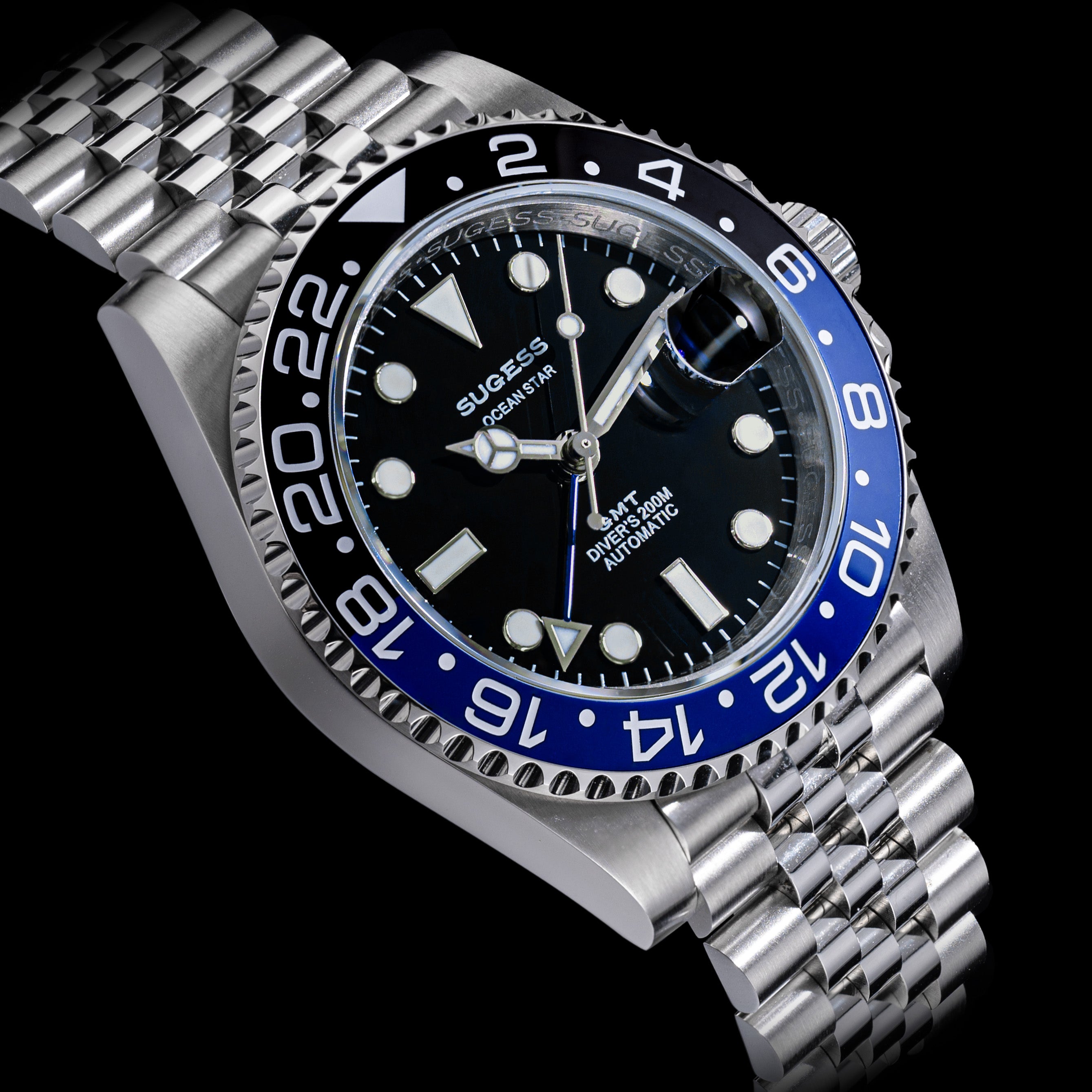 Sugess GMT Diver's Stainless Steel Ceramic Bezel High Beat 28,800