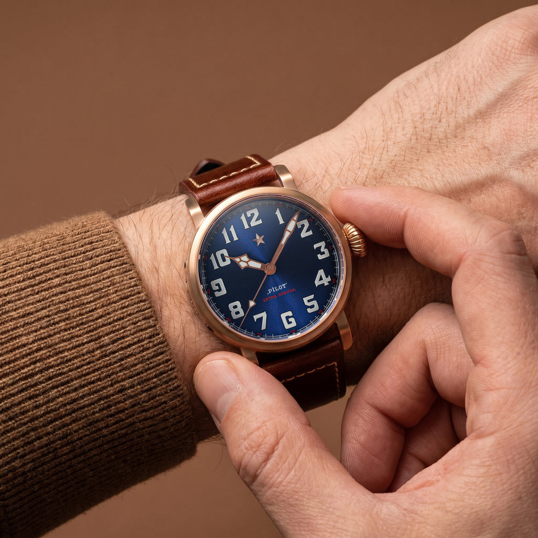 Pilot Master S408 Blue Dial ST2130 Automatic Movement CUSN8 BRONZE