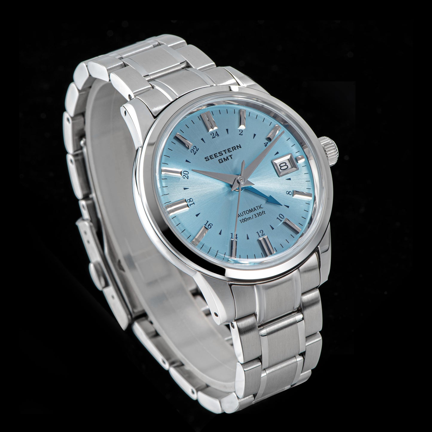 Seestern S446 GMT Watch Ice Blue Dial (Seiko NH34 GMT movement)