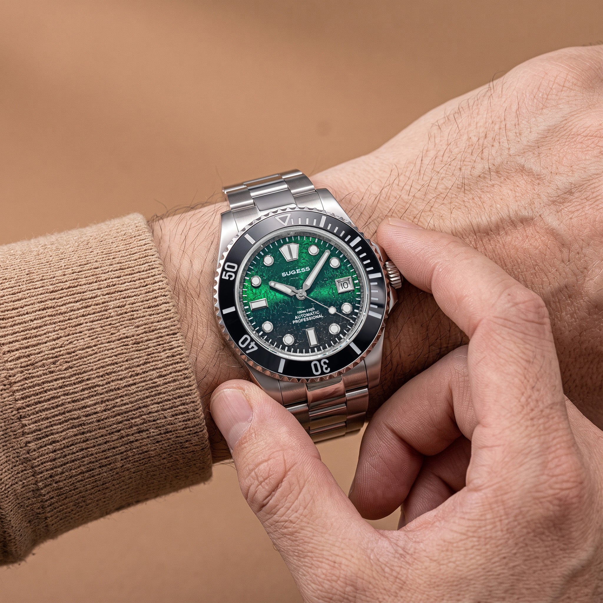 Sugess S476 Green Glacier Crackle Dial Automatic