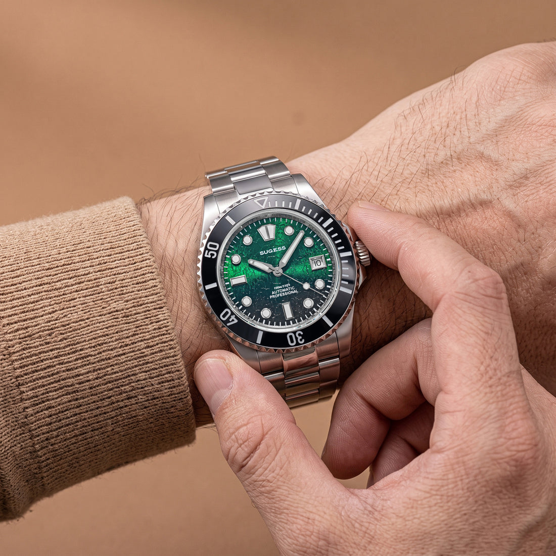 Sugess S476 Green Glacier Crackle Dial Automatic