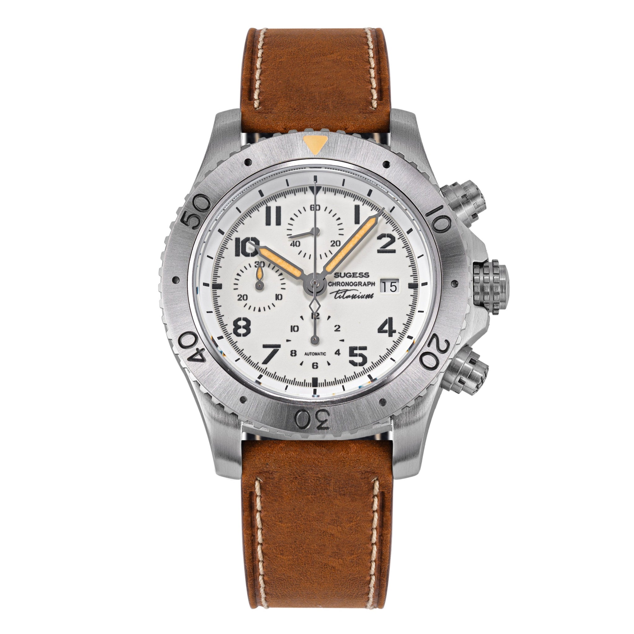 Sugess S464 Titanium Chronograph White Dial