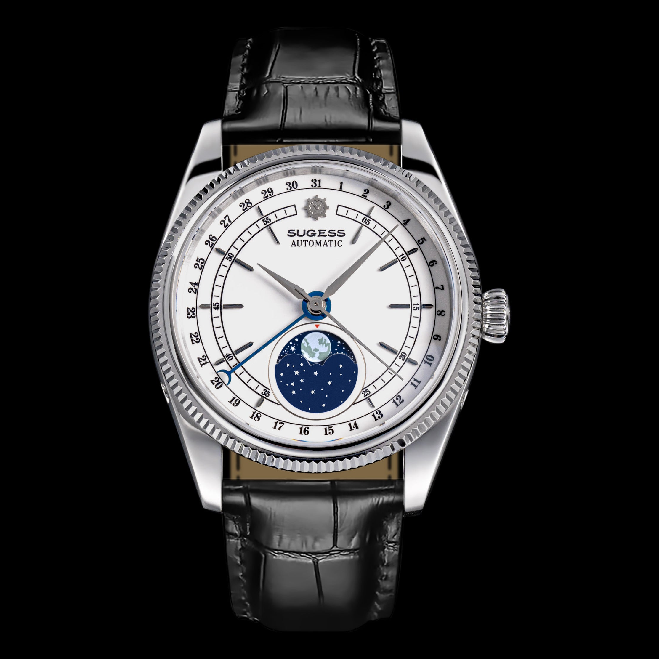 月光姫（ムーンマスター）S29 MoonPhase Master S452 Stainless-Steel White Dial Black Strap