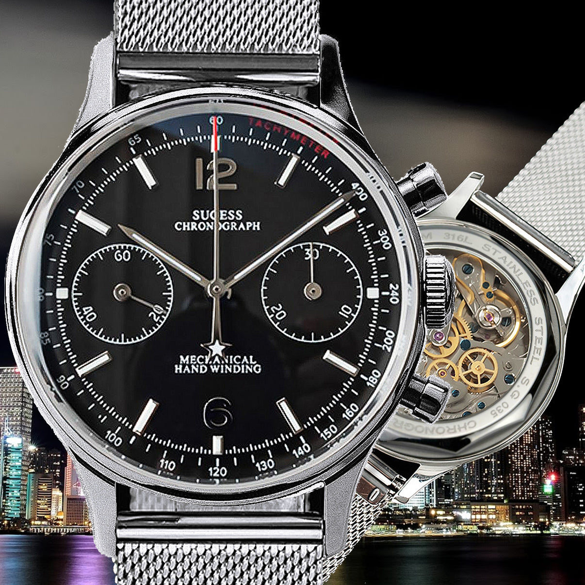 【シーサンパンナ 】 Sugess Panda Chronograph Watch Swan-Neck Precision Model