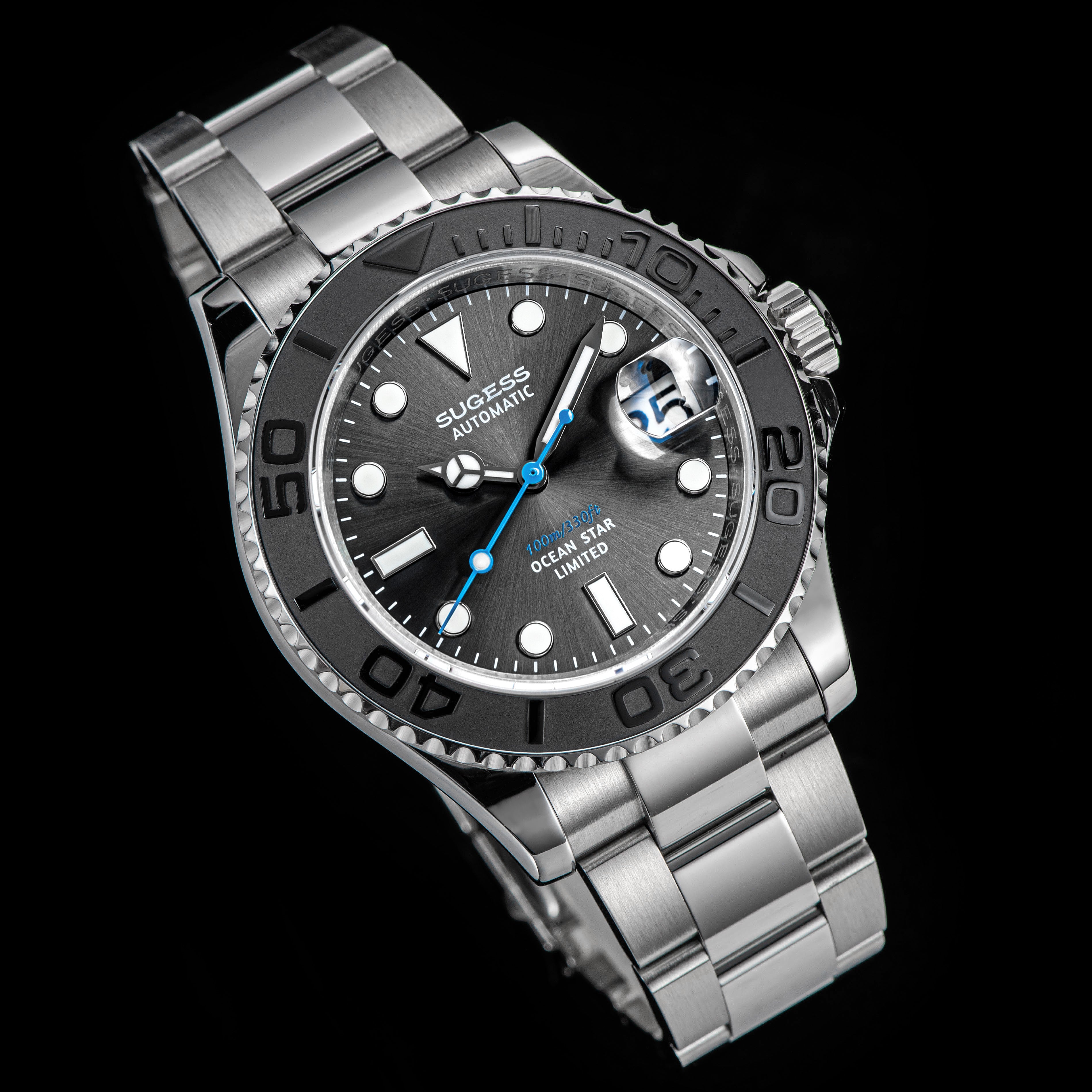 Ocean Star S450 YM Diver Watch NH35 Ceramic Bezel Black Dial Limited E
