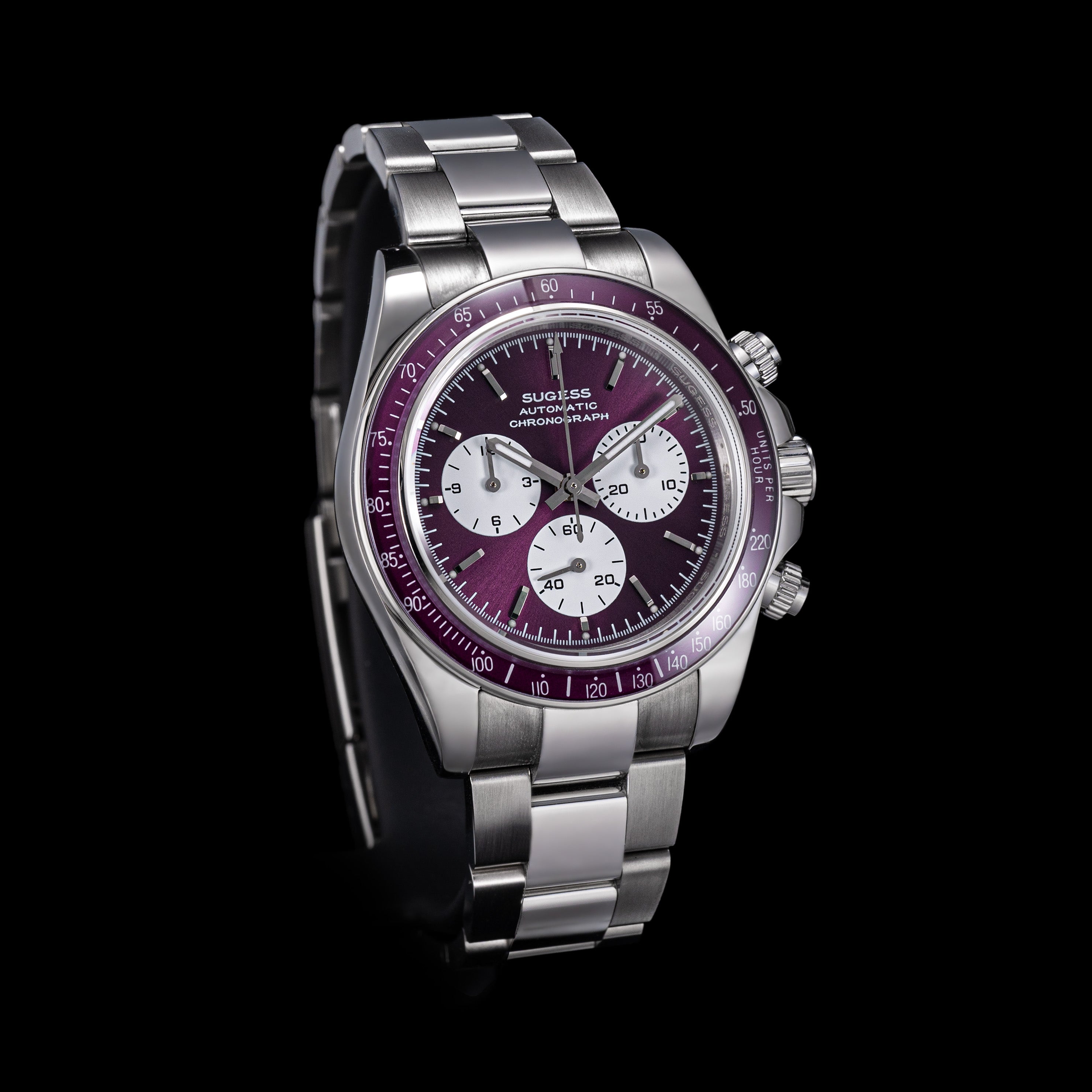 時計 SEESTERN automatic Seestern S473 Automatic Chronograph Sapphire Bezel Purple Dial