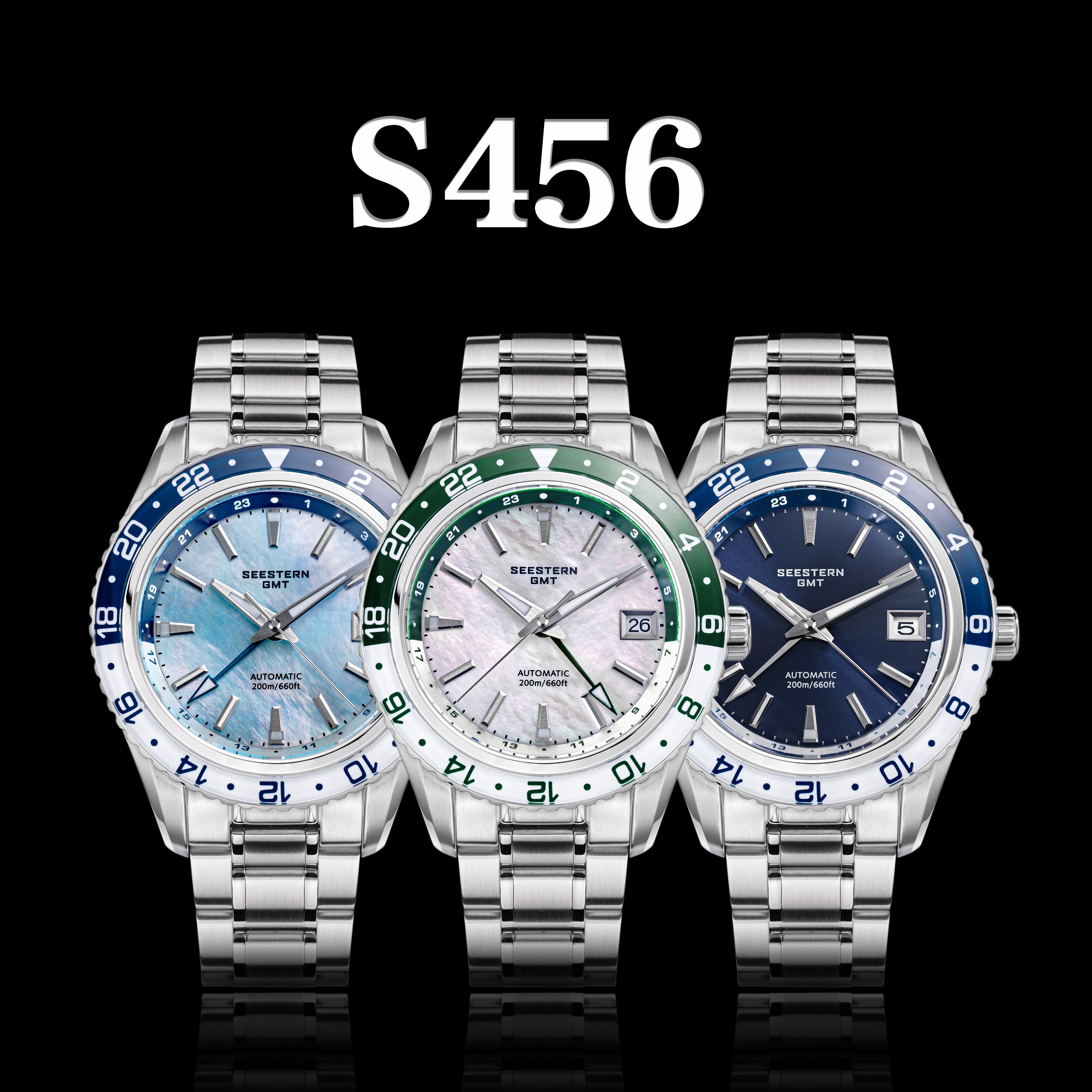 Seestern S456 GMT Automatic Light Blue Pearl Dial Automatic