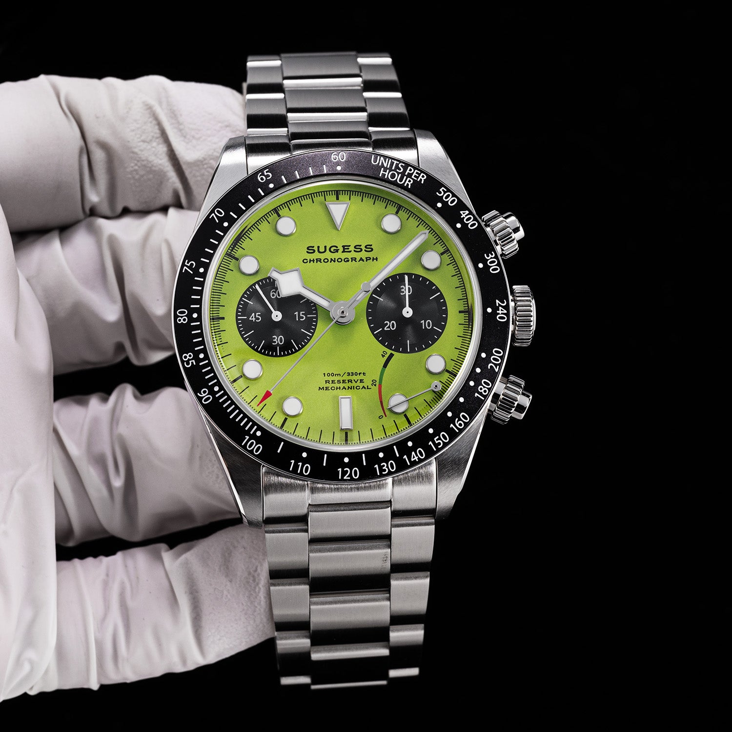 Chrono Heritage S457 Chronograph Power Reserve Green Panda Dial
