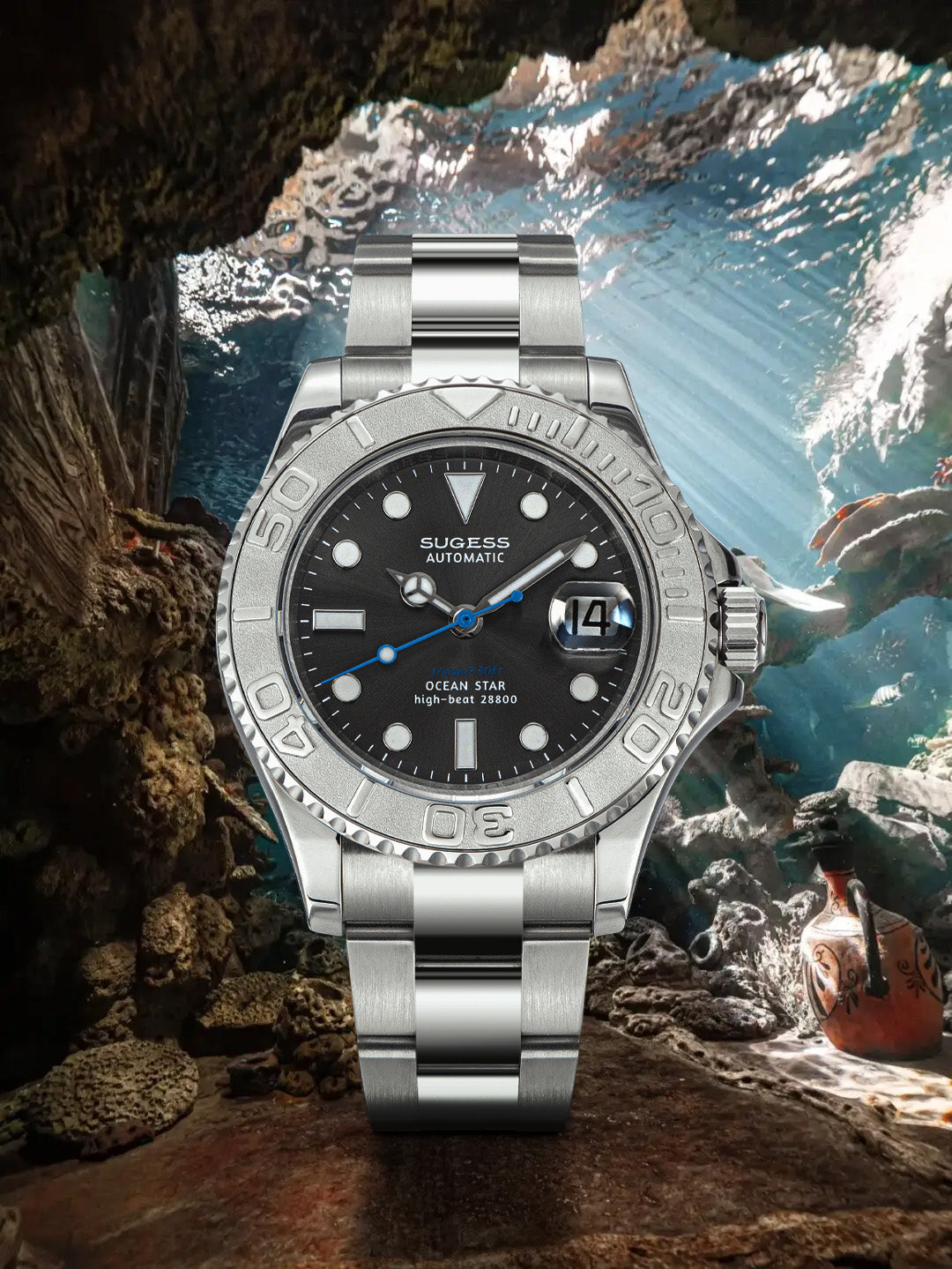 Ocean Star S450 YM Diver Watch ST2130 Stainless-Steel Bezel Grey Dial Limited Edition