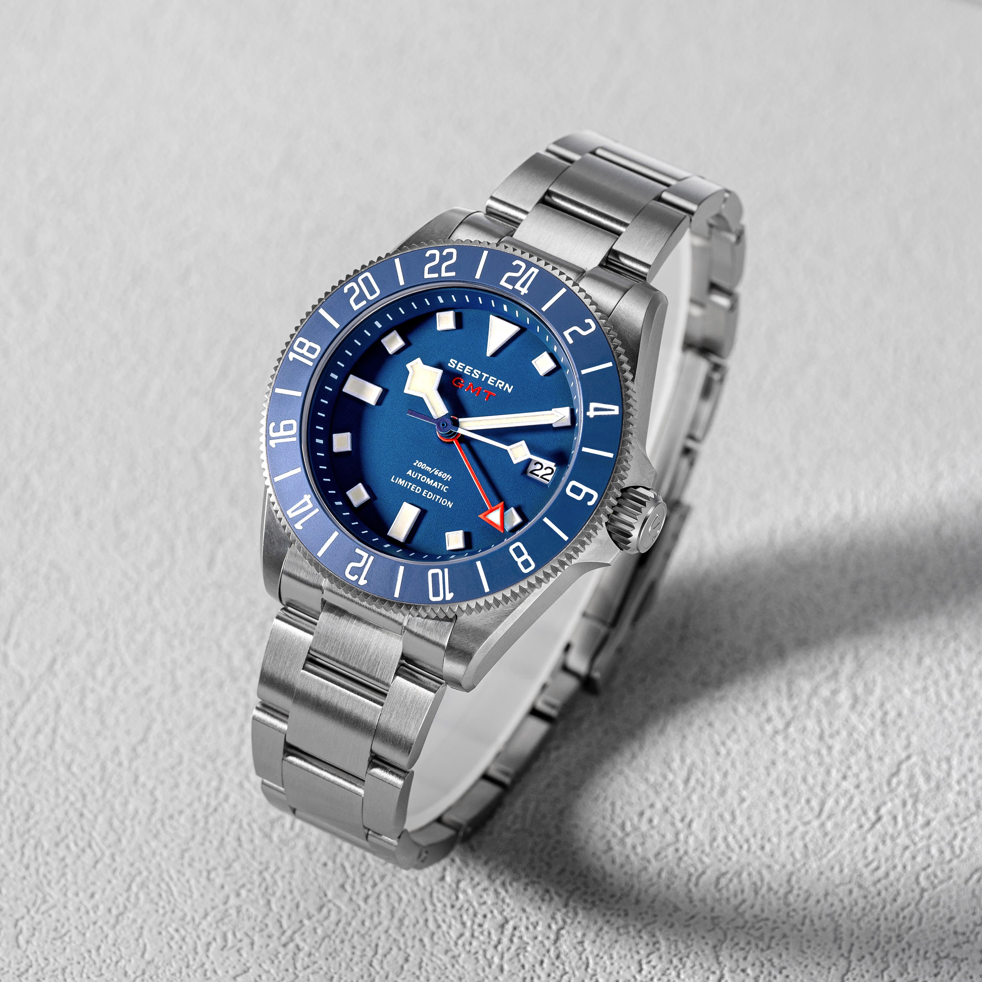 Seestern S462 Titanium Professional GMT Diver Blue Dial Blue Bezel Lim Seestern S462 Titanium Professional GMT Diver Blue Dial Blue Bezel Lim