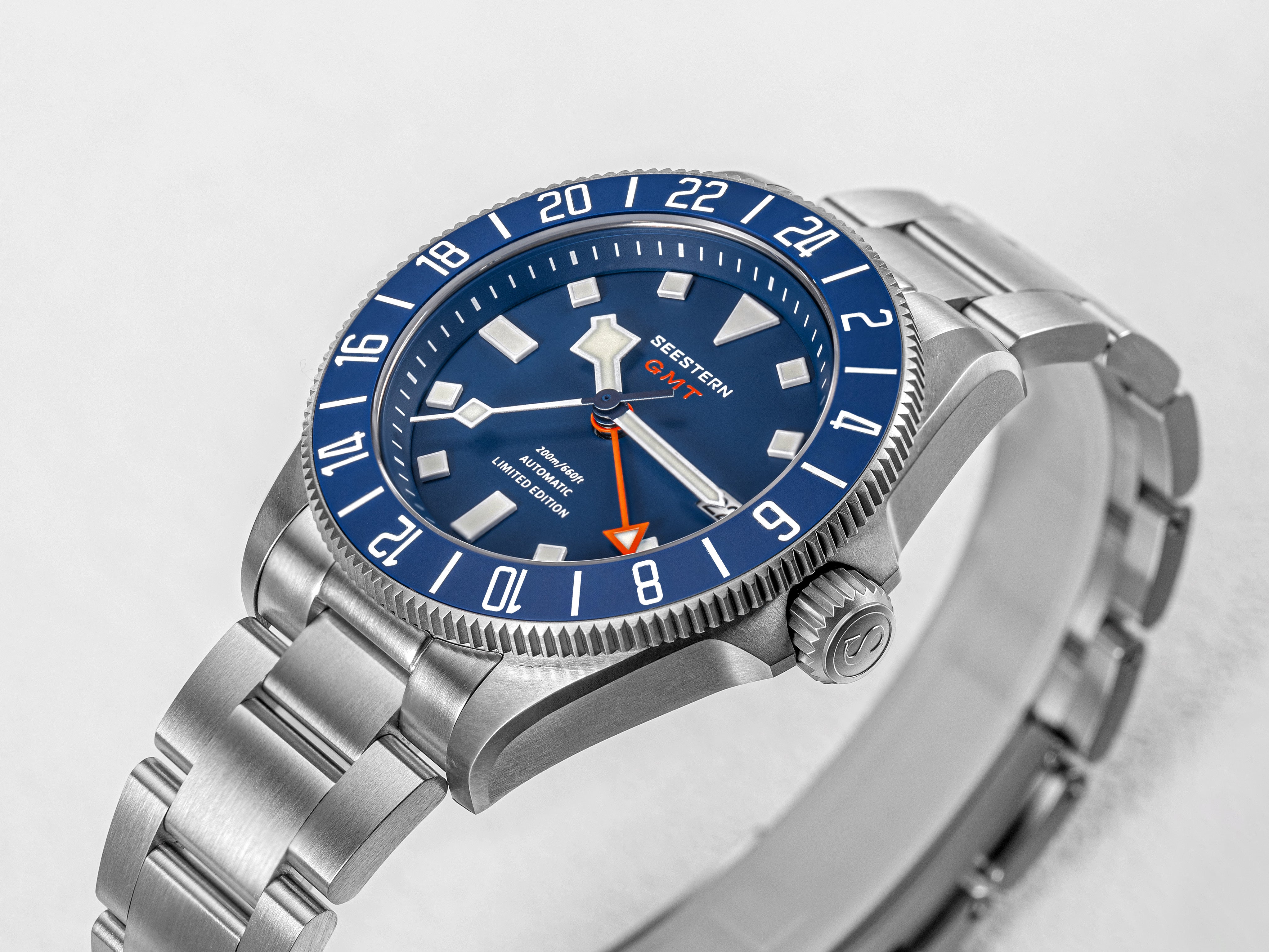 Seestern S462 Titanium Professional GMT Diver Blue Dial Blue Bezel Lim