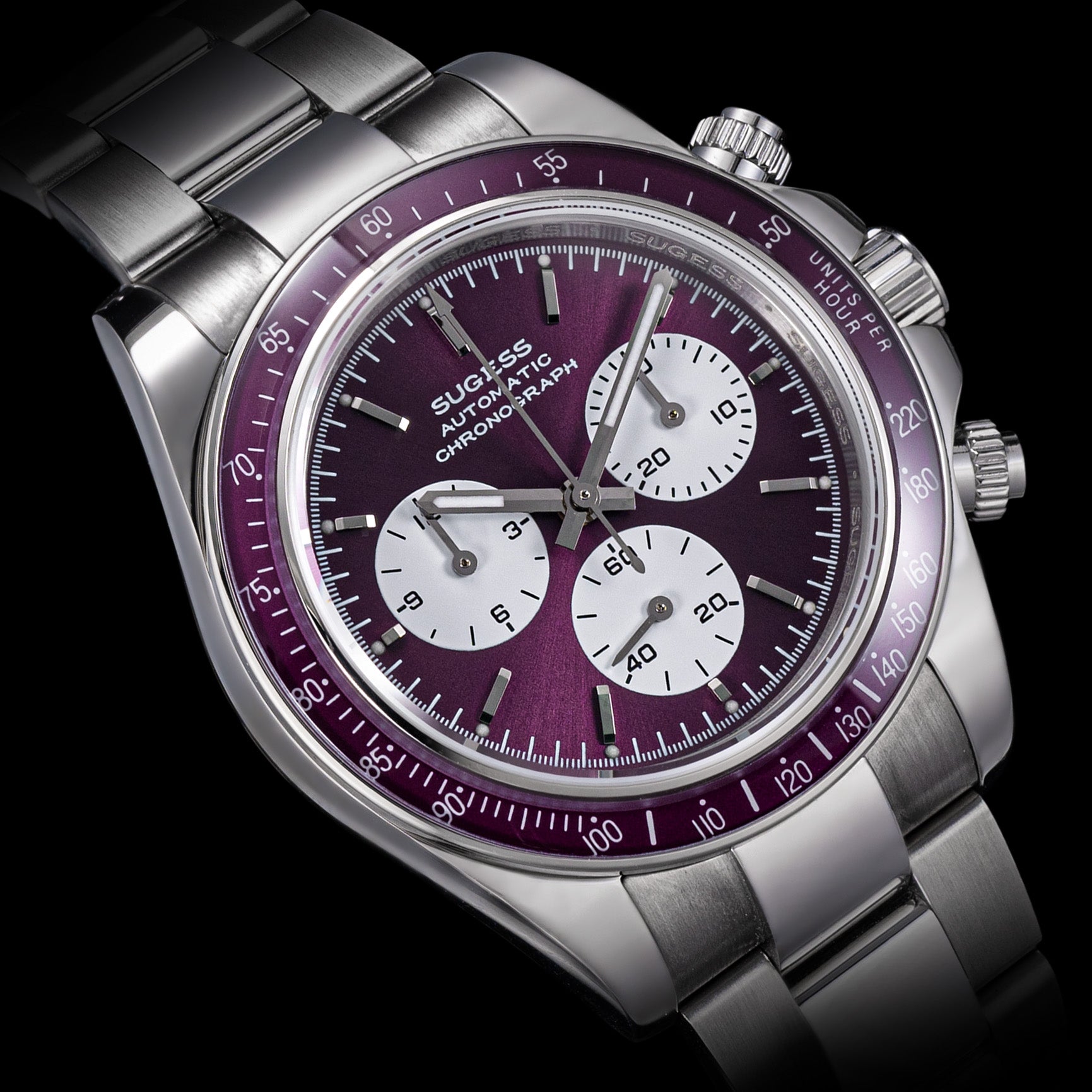 Seestern S473 Automatic Chronograph Sapphire Bezel Purple Dial