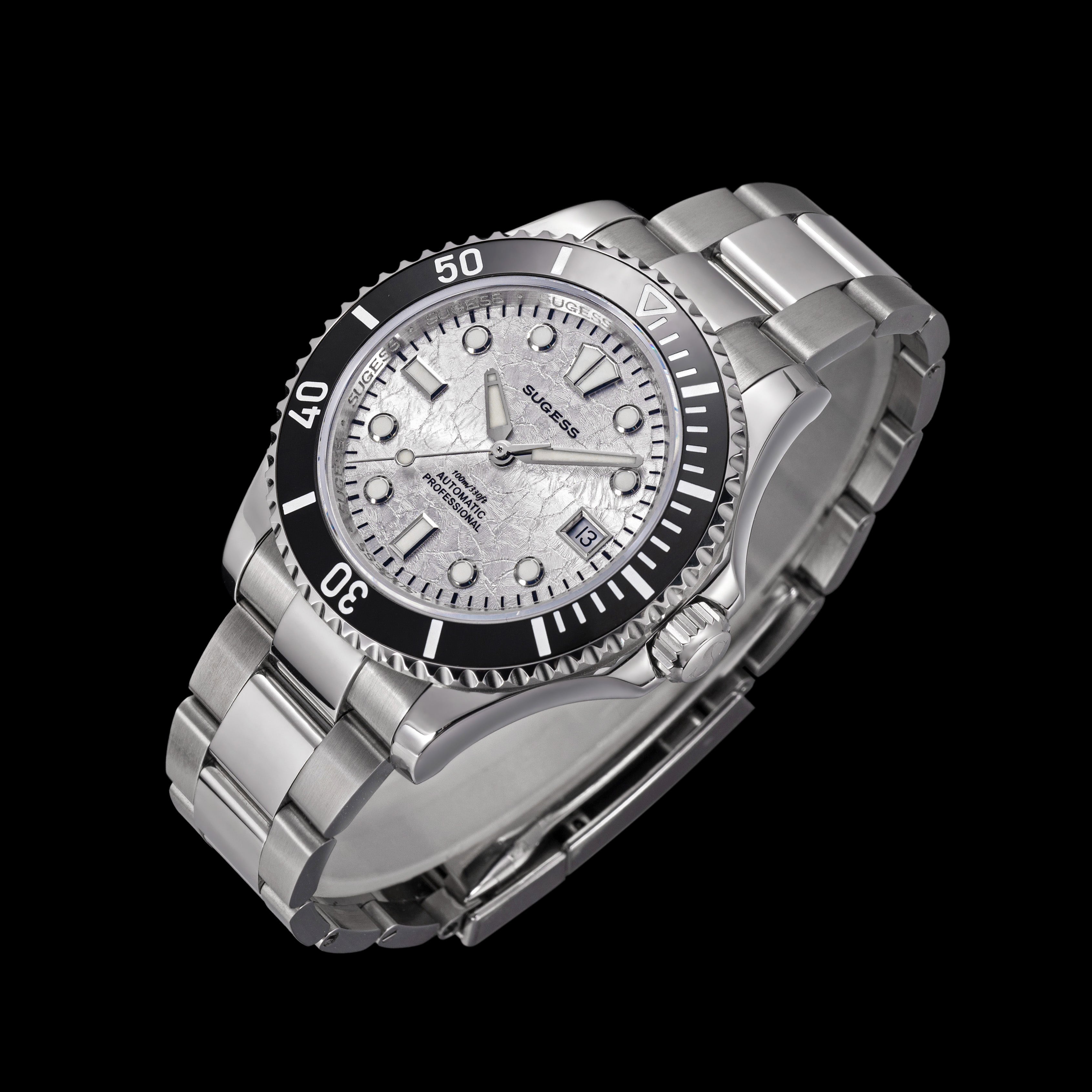 Sugess S476 White Glacier Crackle Dial Automatic