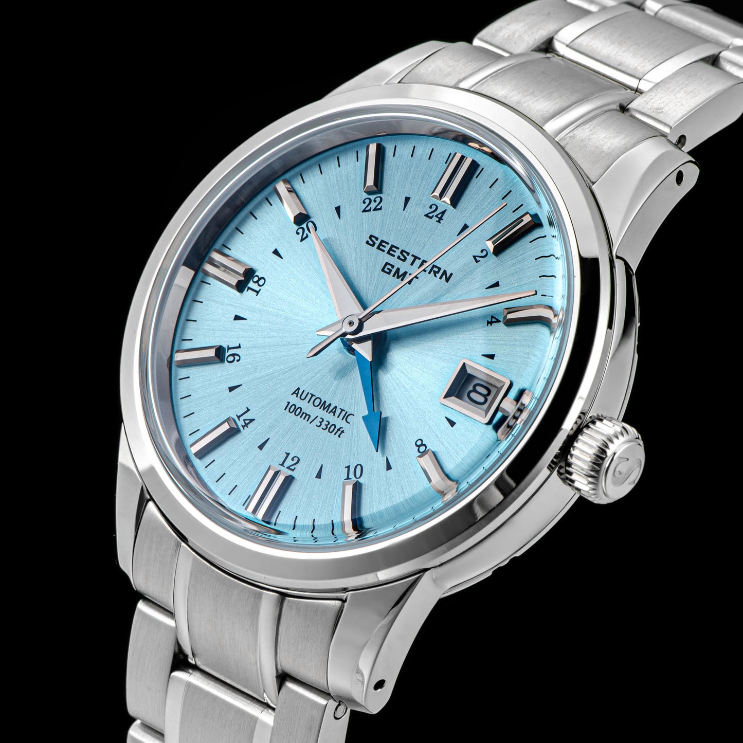 Seestern S446 GMT Watch Ice Blue Dial (Seiko NH34 GMT movement)