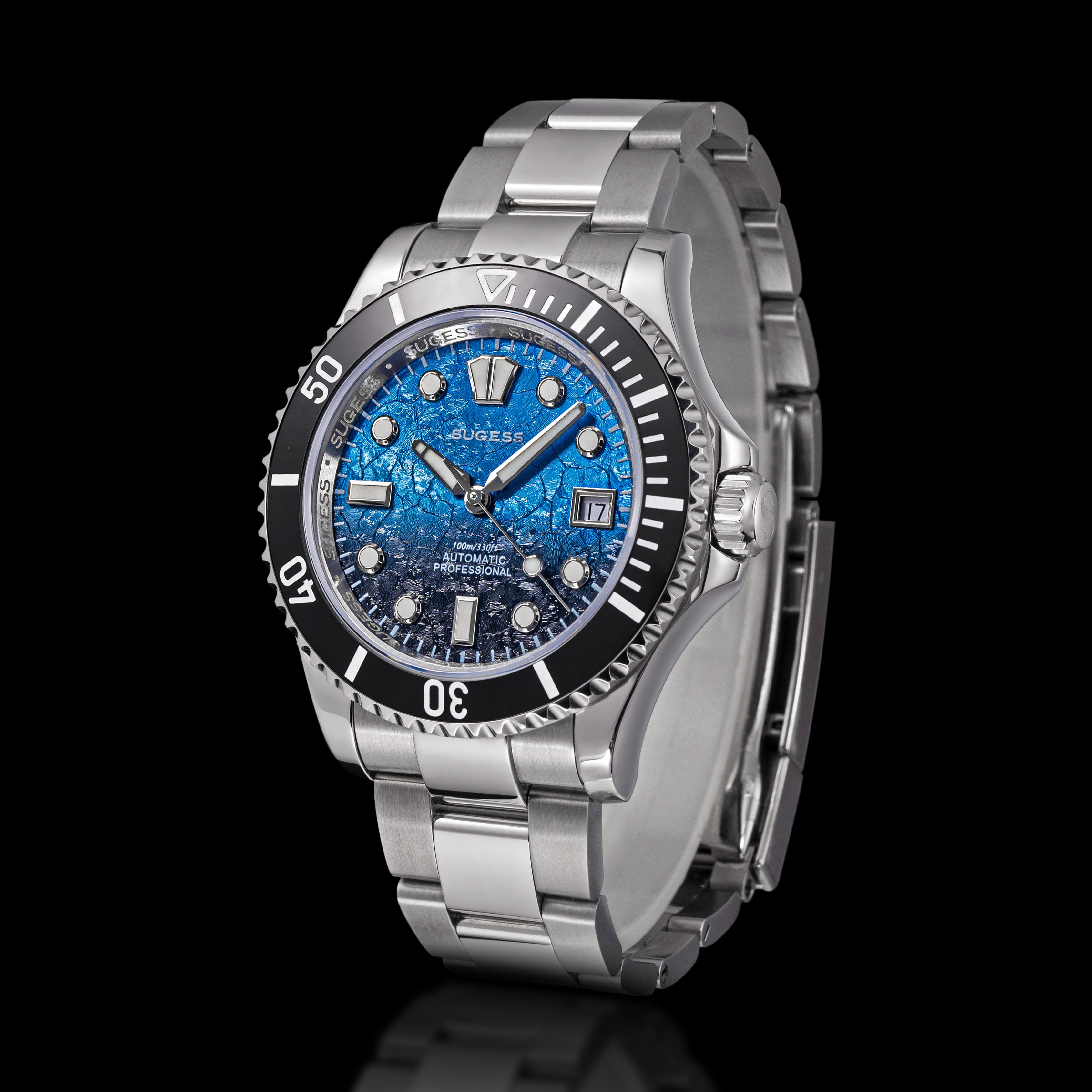 Sugess S476 Blue Glacier Crackle Dial Automatic