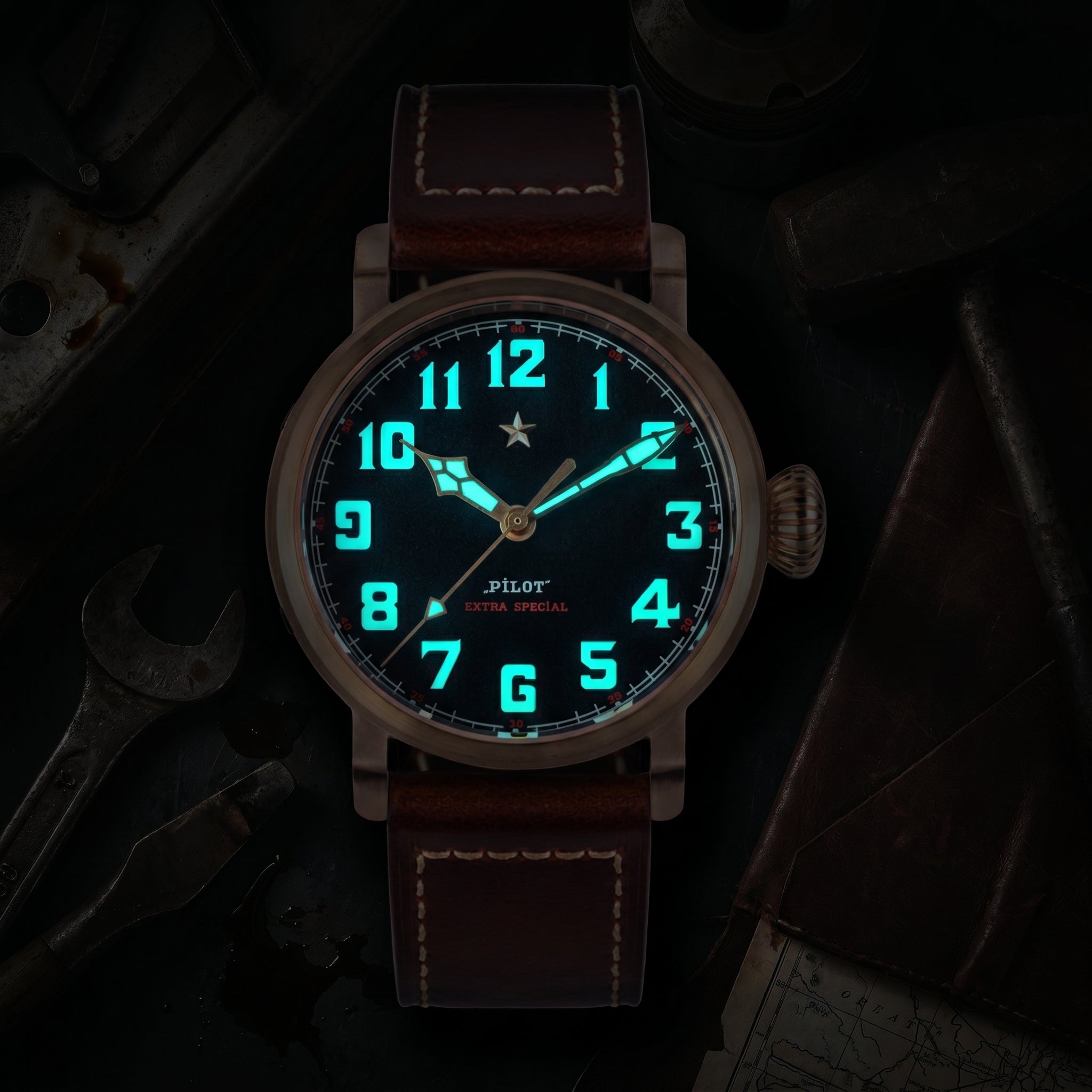 Sugess Pilot Master Genuine Seagull ST2130 CuSn8 Bronze Watch 1963